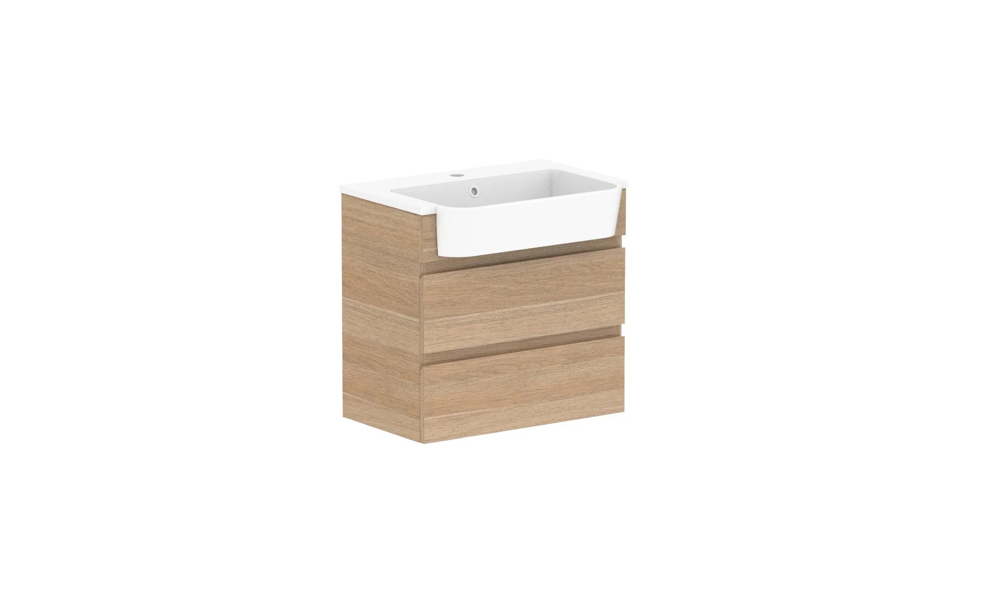 ADP Glacier Semi-Recessed All Drawer Twin Wall Hung Vanity - 600mm / Cast Marble Moulded Top / Centre Bowl