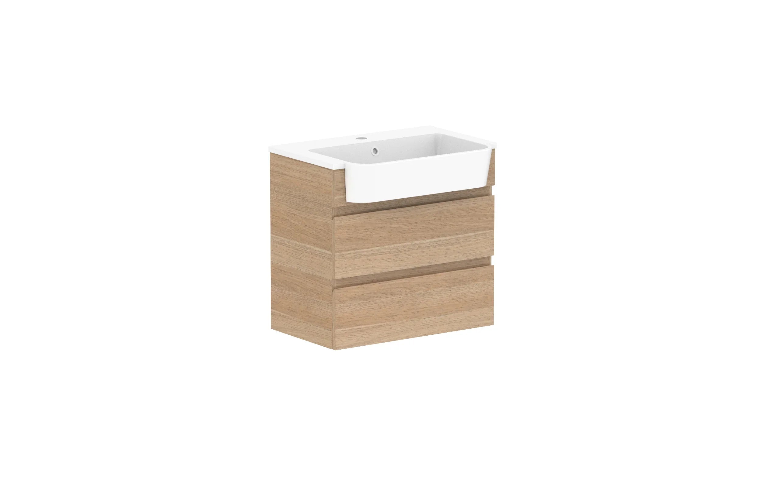 ADP Glacier Semi-Recessed All Drawer Twin Wall Hung Vanity - 600mm / Cast Marble Moulded Top / Centre Bowl