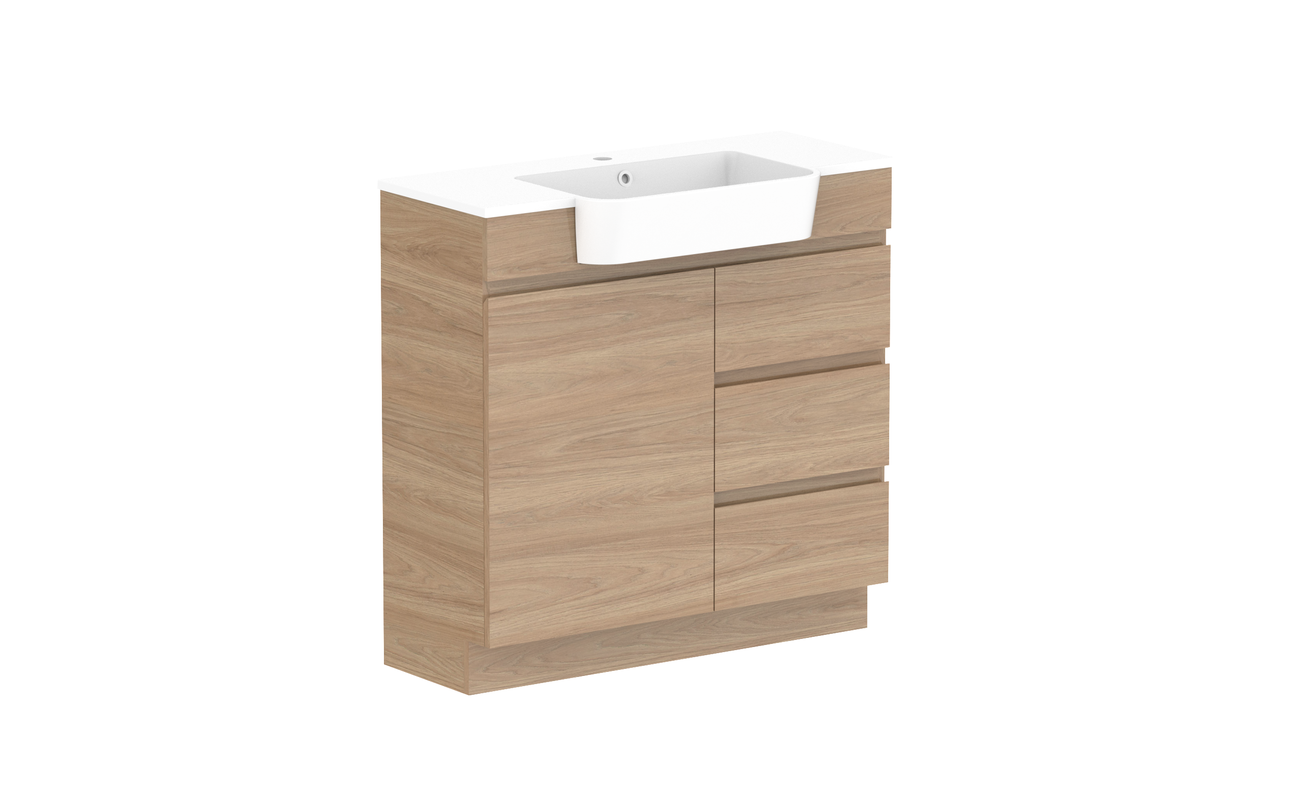ADP Glacier Lite Semi-Recessed Door & Drawer Trio Freestanding Vanity