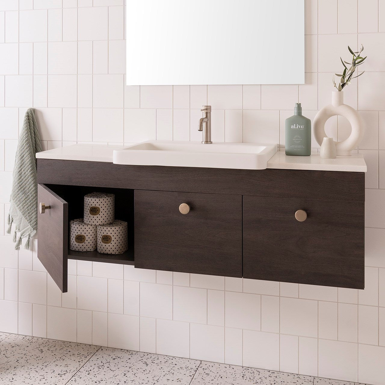 ADP Glacier Lite Semi-Recessed Door & Drawer Slim Wall Hung Vanity