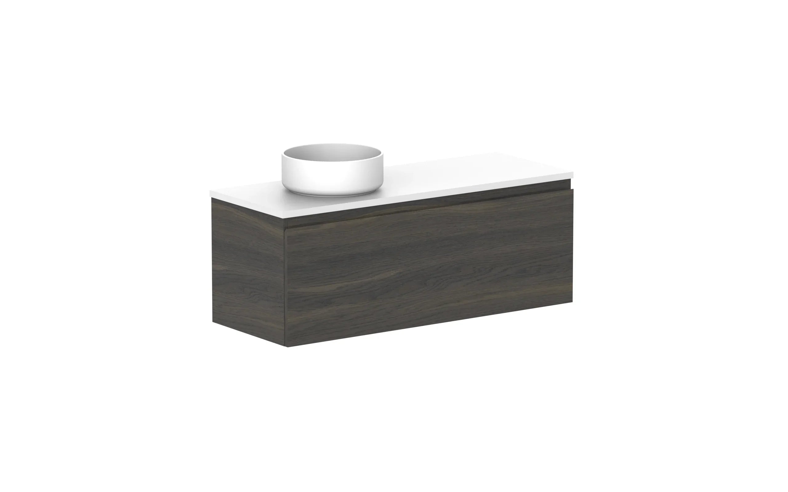 ADP Glacier Ensuite All Drawer Slim Wall Hung Vanity - 1050mm / Benchtop / Left Hand Bowl