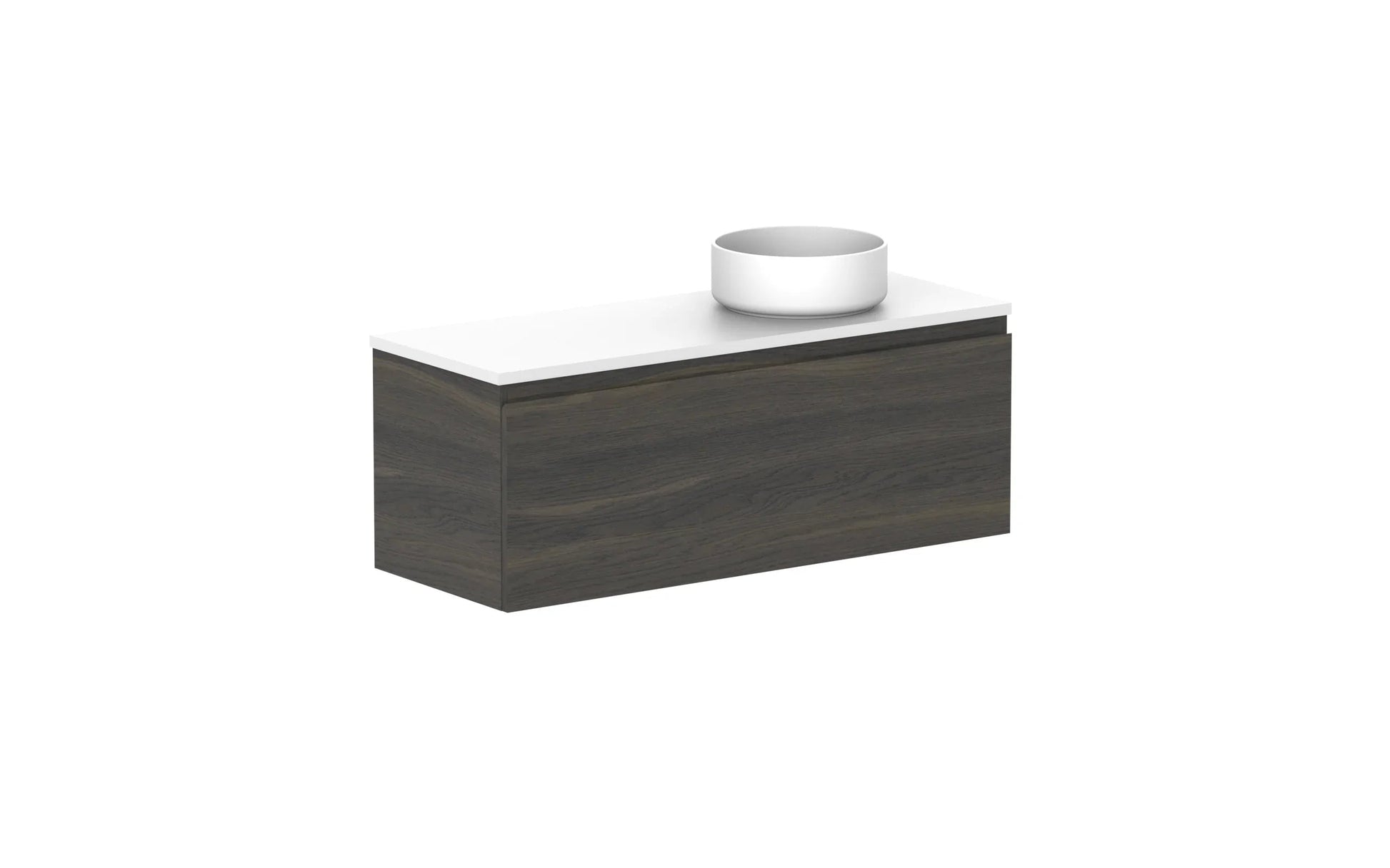 ADP Glacier Ensuite All Drawer Slim Wall Hung Vanity - 1050mm / Benchtop / Right Hand Bowl
