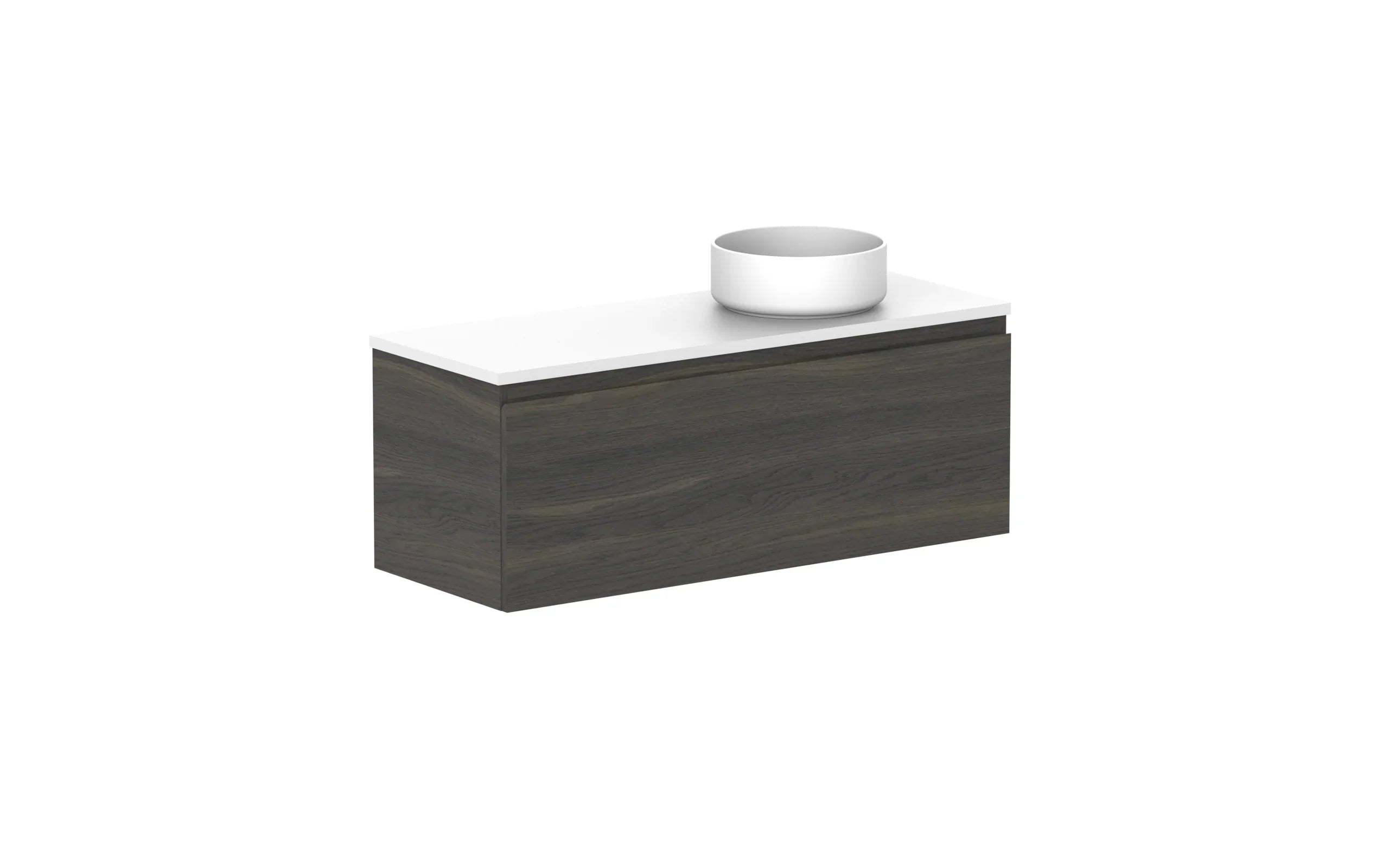 ADP Glacier Ensuite All Drawer Slim Wall Hung Vanity - 1050mm / Benchtop / Right Hand Bowl
