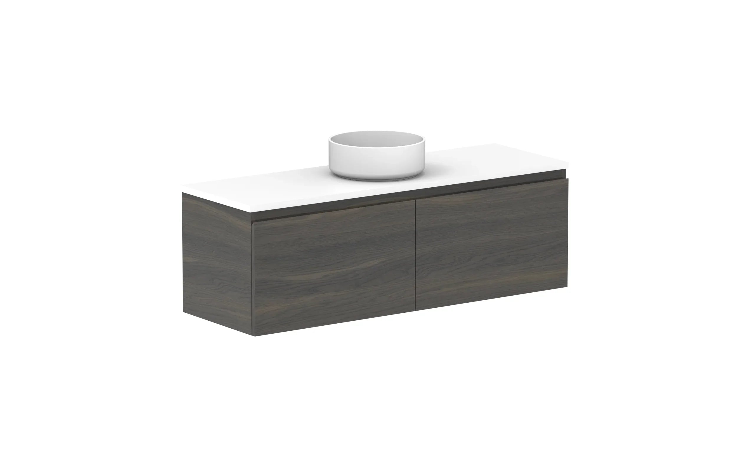 ADP Glacier Ensuite All Drawer Slim Wall Hung Vanity - 1200mm / Cast Marble Moulded Top / Centre Bowl