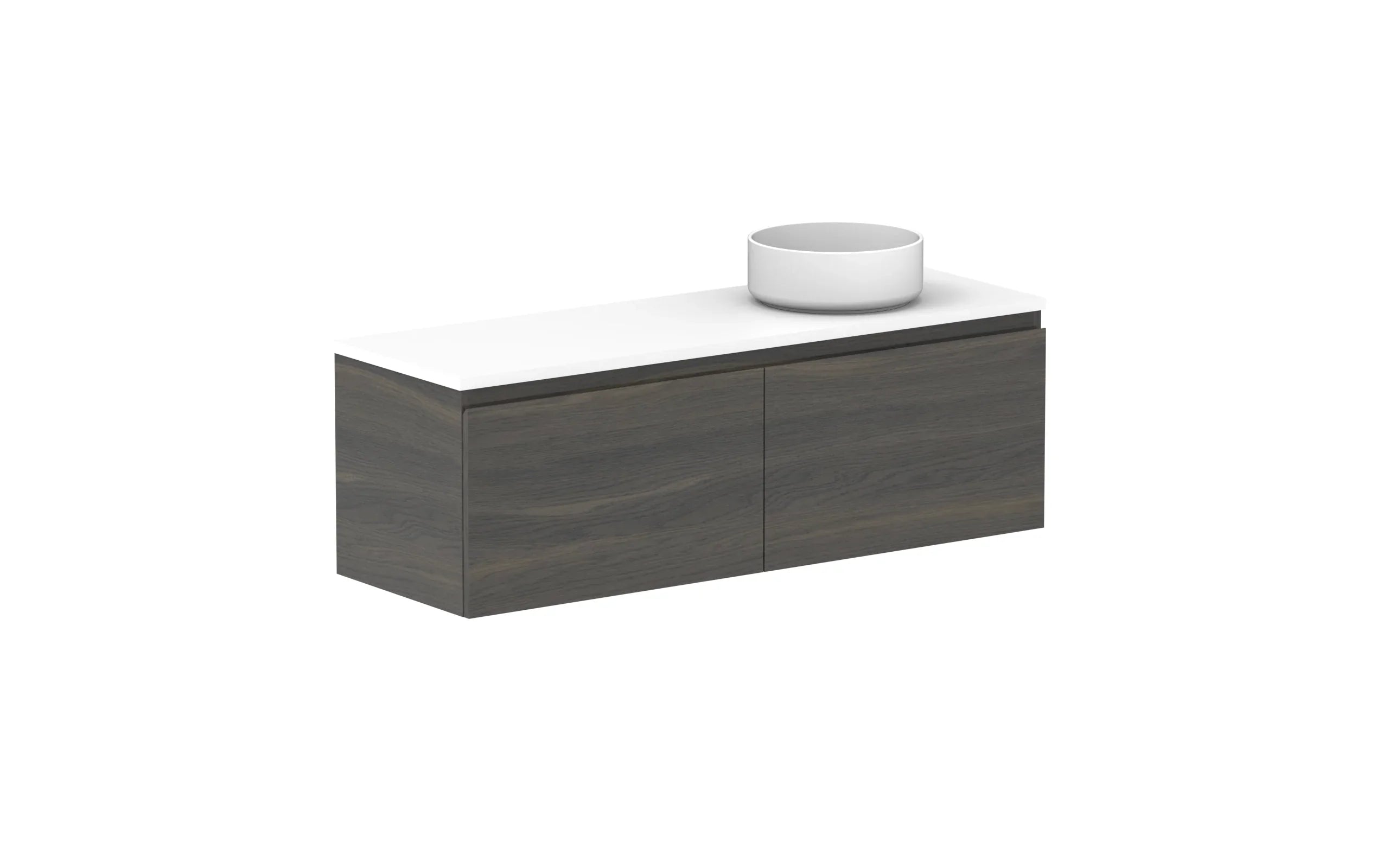 ADP Glacier Ensuite All Drawer Slim Wall Hung Vanity - 1200mm / Benchtop / Right Hand Bowl