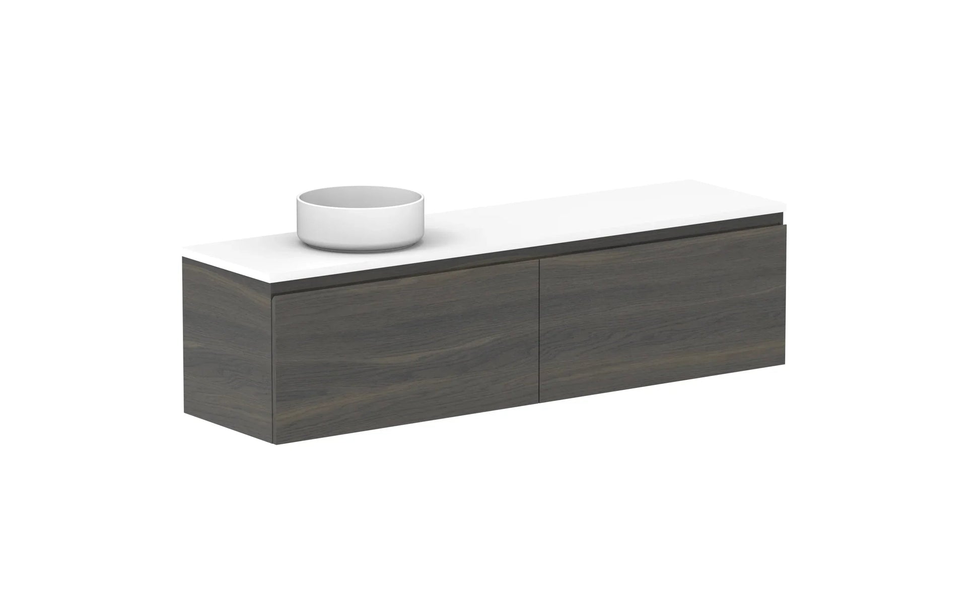 ADP Glacier Ensuite All Drawer Slim Wall Hung Vanity - 1500mm / Benchtop / Left Hand Bowl