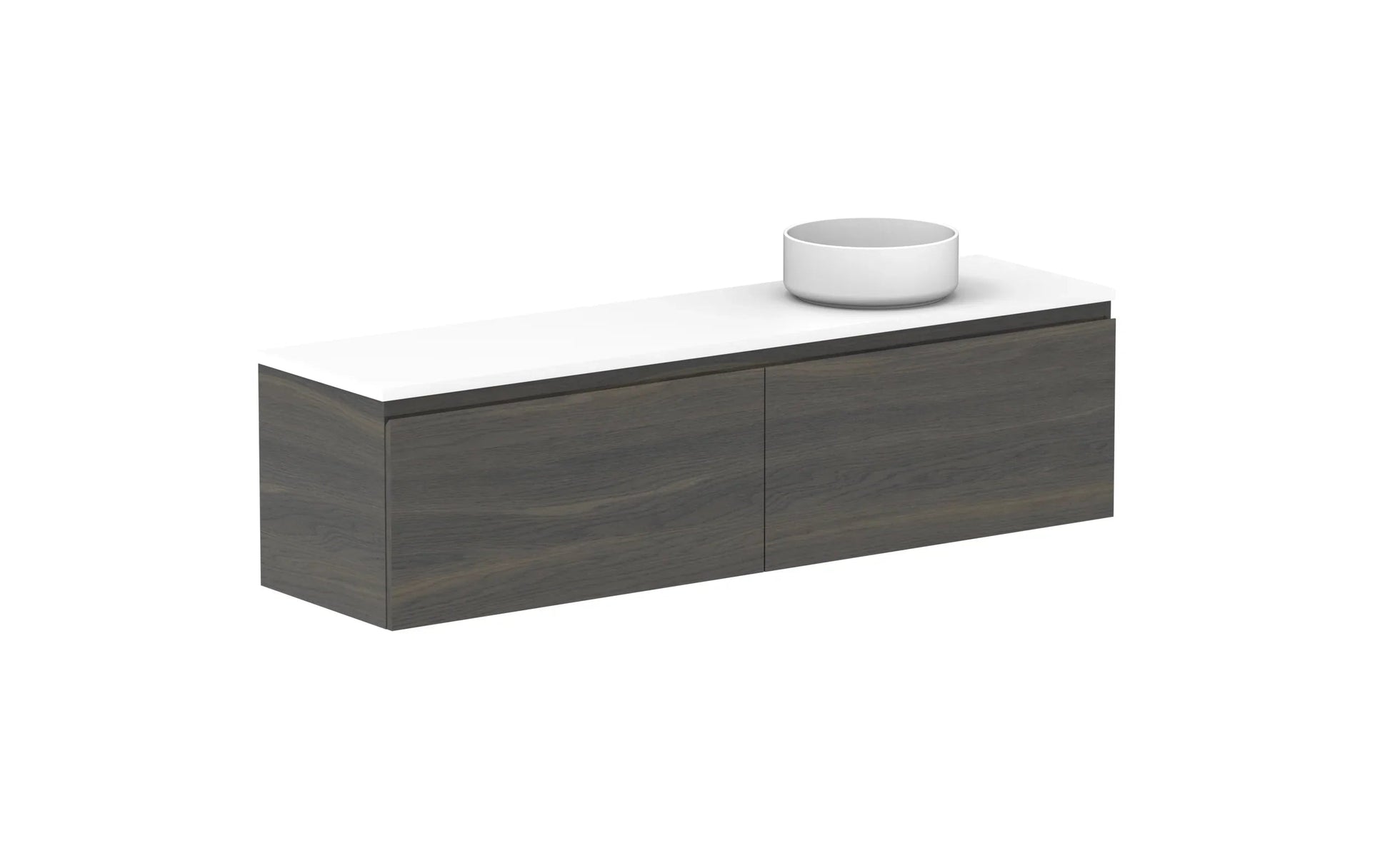 ADP Glacier Ensuite All Drawer Slim Wall Hung Vanity - 1500mm / Benchtop / Right Hand Bowl