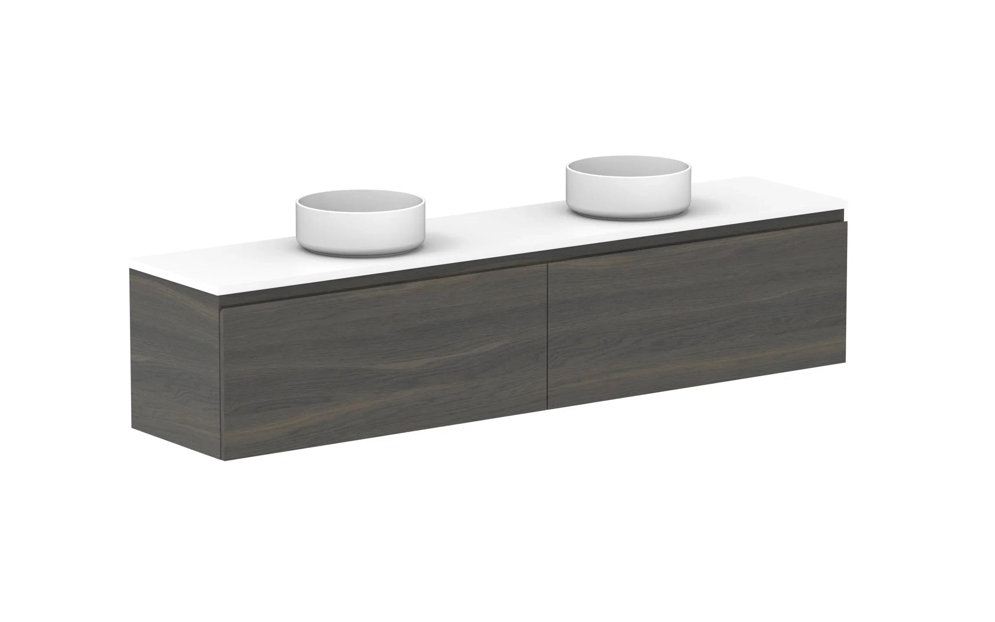 ADP Glacier Ensuite All Drawer Slim Wall Hung Vanity - 1800mm / Benchtop / Double Bowl