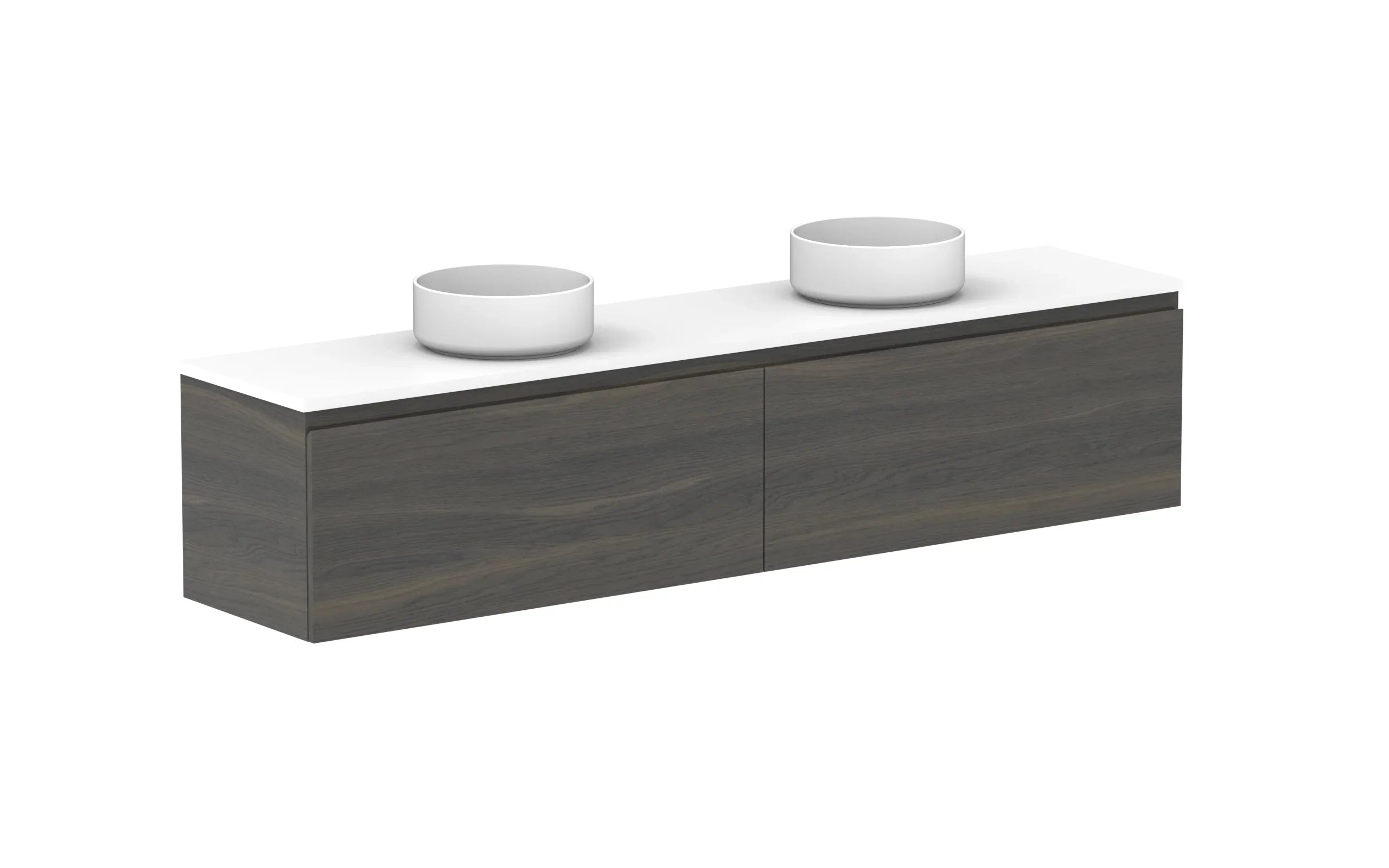 ADP Glacier Ensuite All Drawer Slim Wall Hung Vanity - 1800mm / Benchtop / Double Bowl
