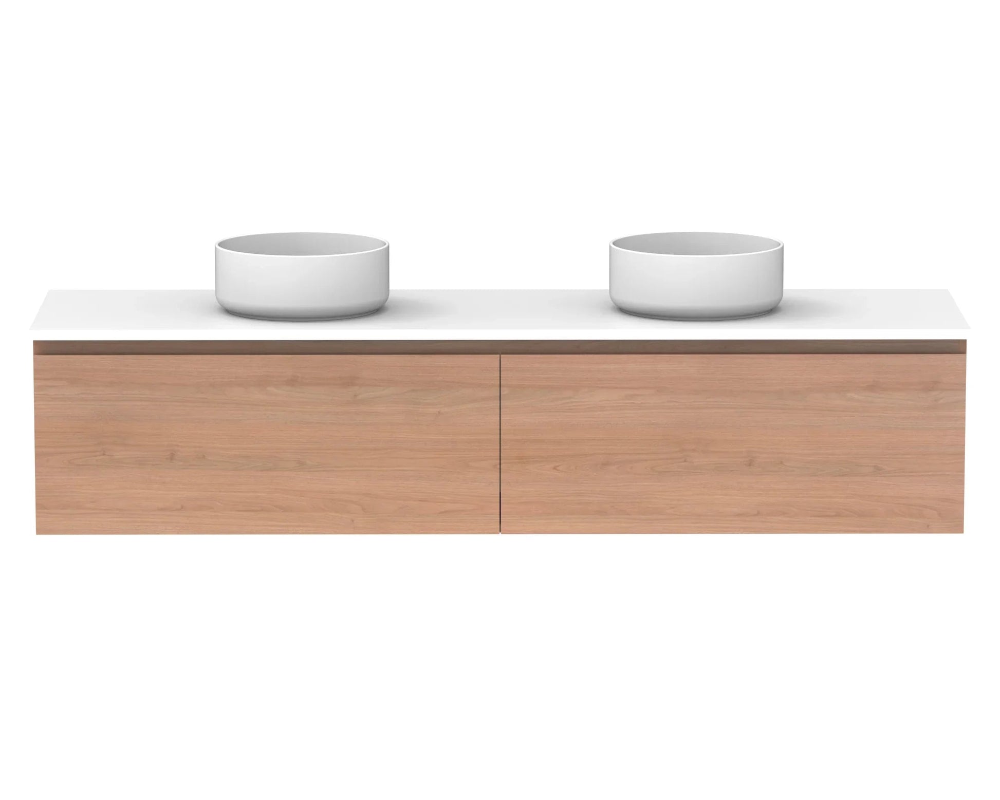 ADP Glacier All Drawer Slim Wall Hung Vanity - 1800mm / Stone Benchtop / Double Bowl