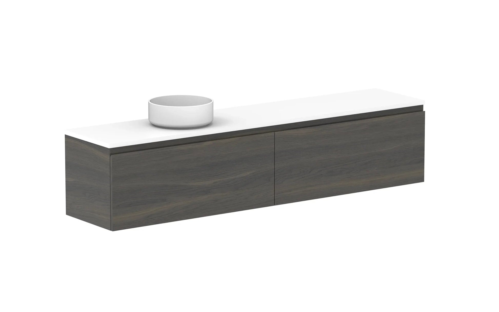 ADP Glacier Ensuite All Drawer Slim Wall Hung Vanity - 1800mm / Benchtop / Left Hand Bowl
