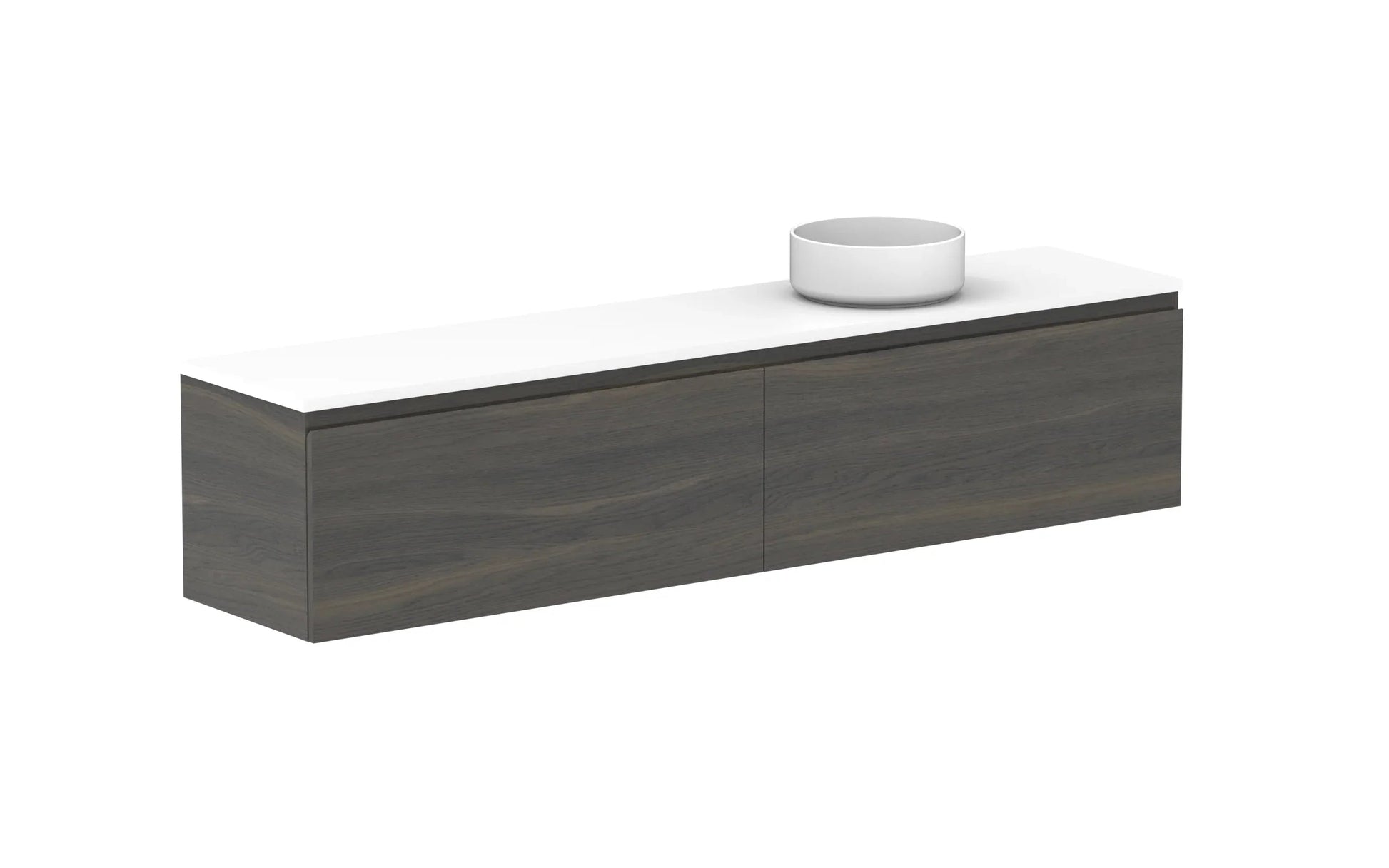 ADP Glacier Ensuite All Drawer Slim Wall Hung Vanity - 1800mm / Benchtop / Right Hand Bowl
