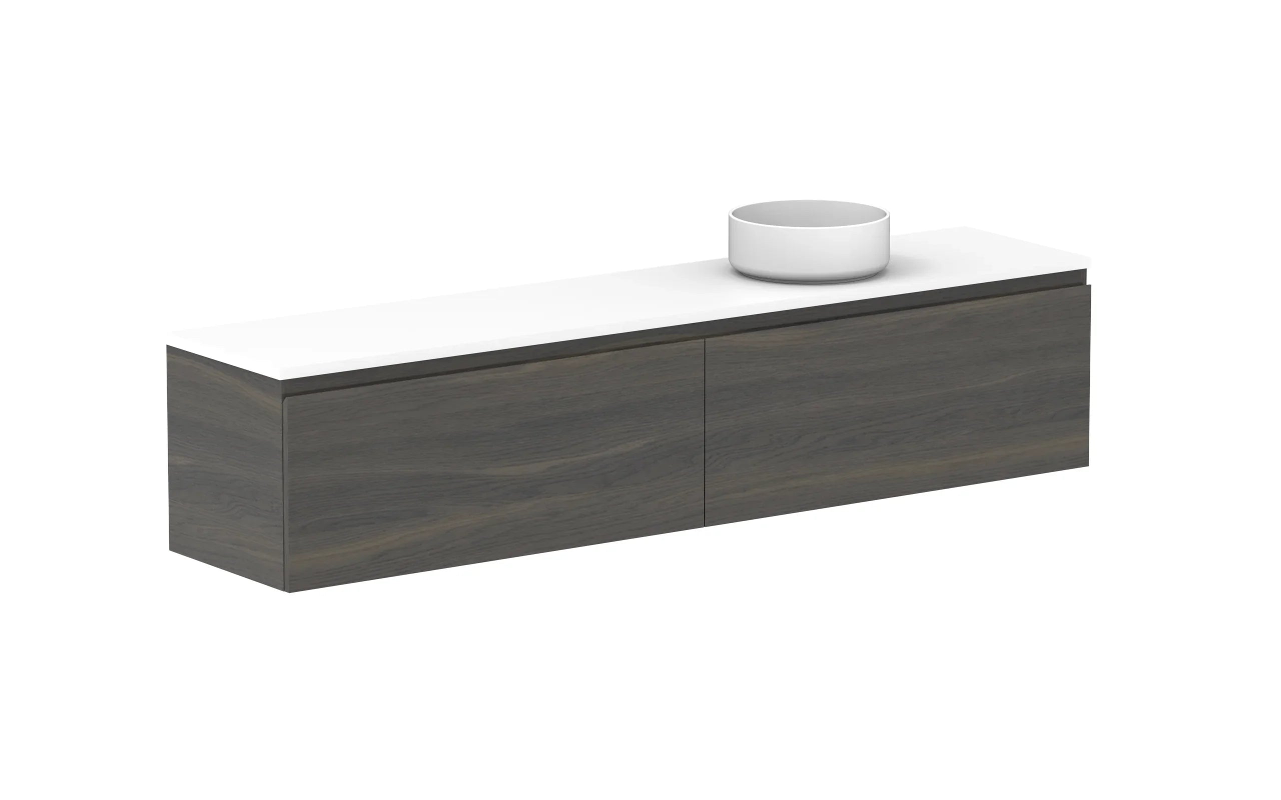 ADP Glacier Ensuite All Drawer Slim Wall Hung Vanity - 1800mm / Benchtop / Right Hand Bowl