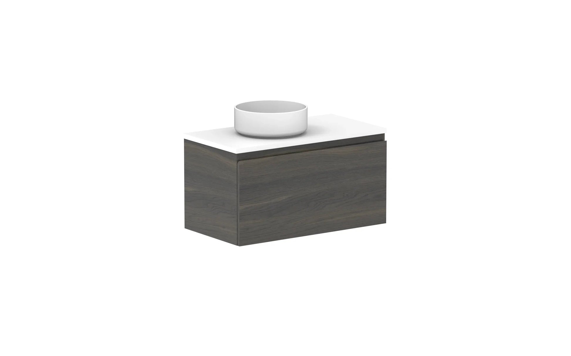 ADP Glacier Ensuite All Drawer Slim Wall Hung Vanity - 750mm / Benchtop / Left Hand Bowl
