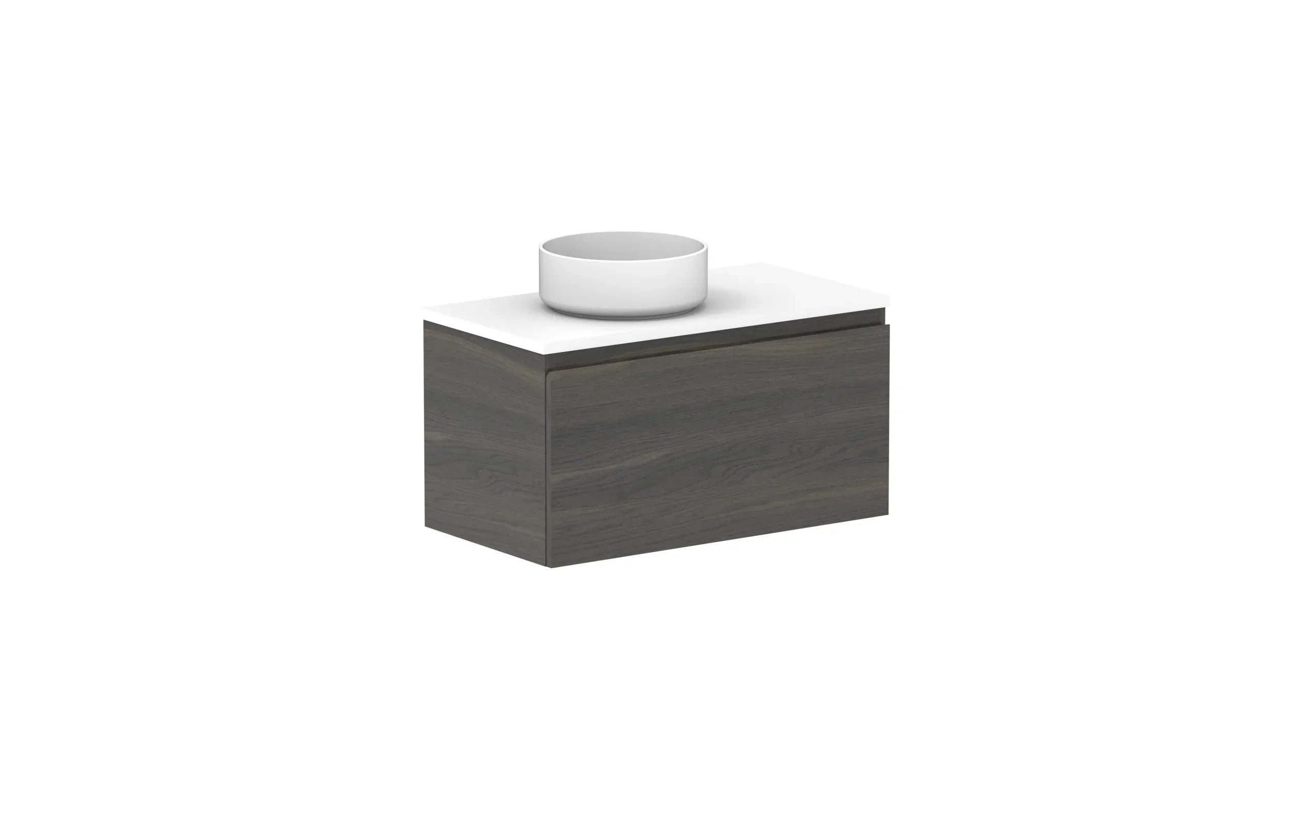 ADP Glacier Ensuite All Drawer Slim Wall Hung Vanity - 750mm / Benchtop / Left Hand Bowl