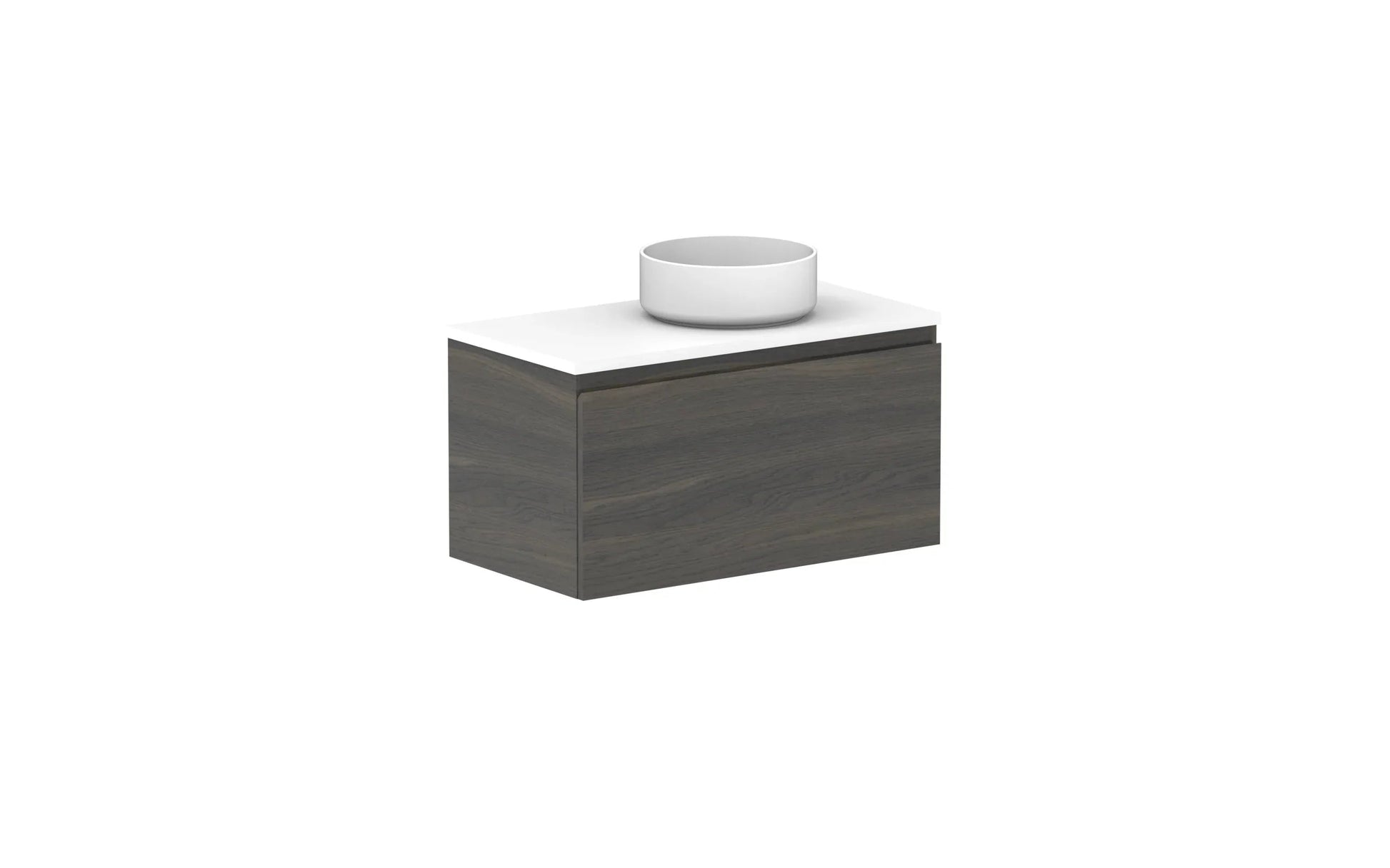 ADP Glacier Ensuite All Drawer Slim Wall Hung Vanity - 750mm / Benchtop / Right Hand Bowl