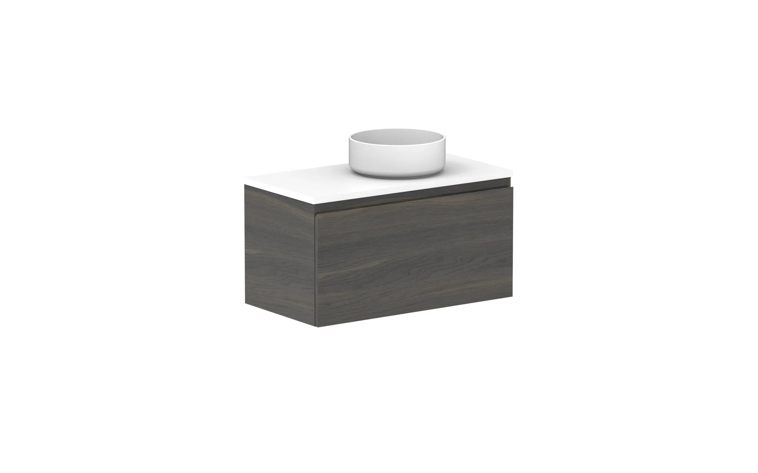 ADP Glacier Ensuite All Drawer Slim Wall Hung Vanity - 750mm / Benchtop / Right Hand Bowl