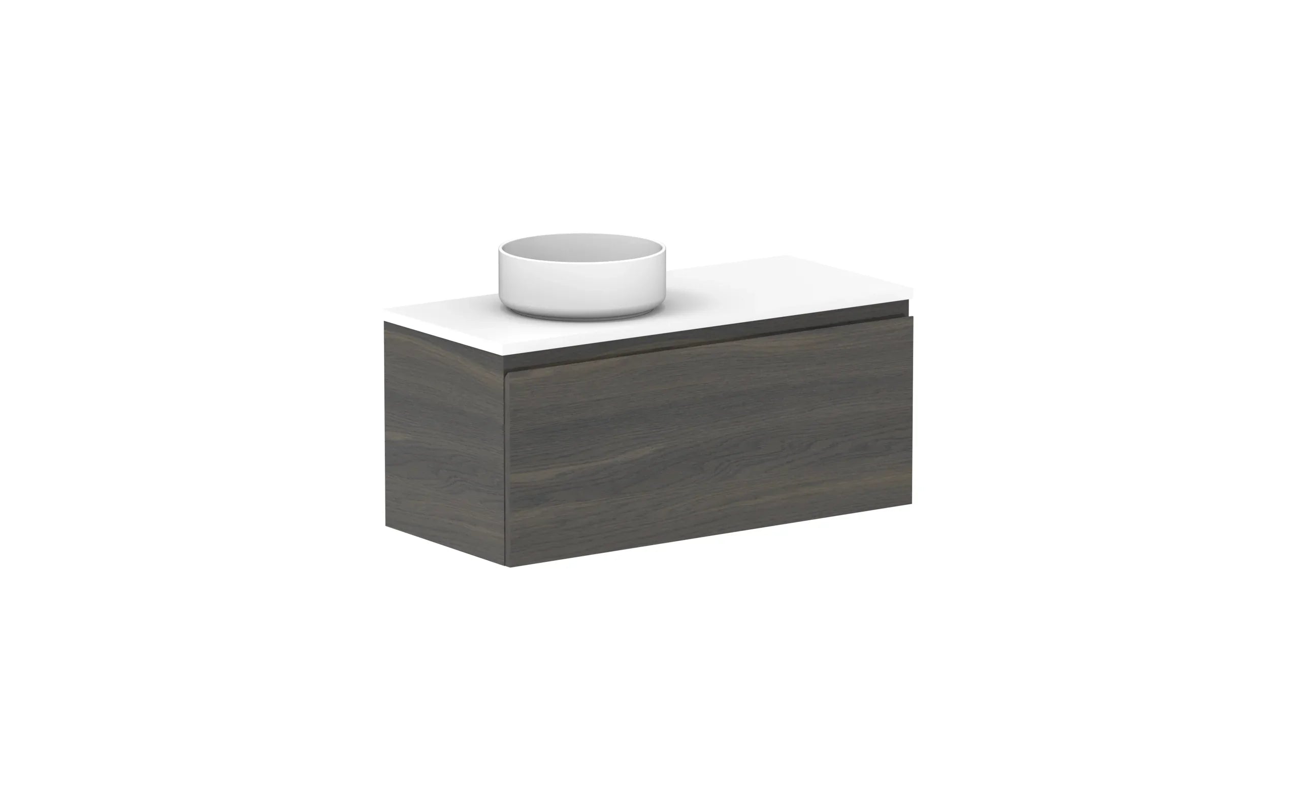 ADP Glacier Ensuite All Drawer Slim Wall Hung Vanity - 900mm / Benchtop / Left Hand Bowl