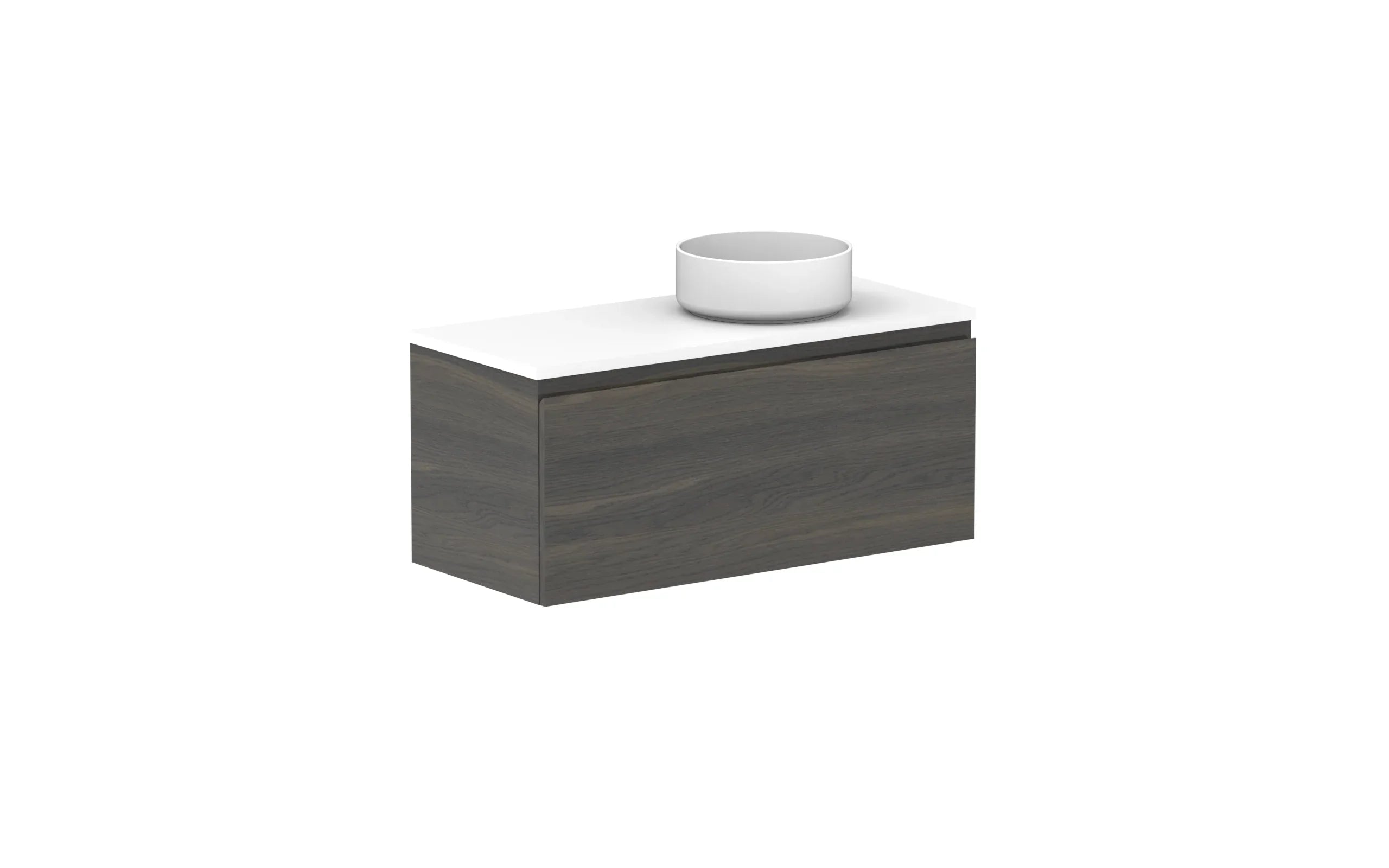 ADP Glacier Ensuite All Drawer Slim Wall Hung Vanity - 900mm / Benchtop / Right Hand Bowl