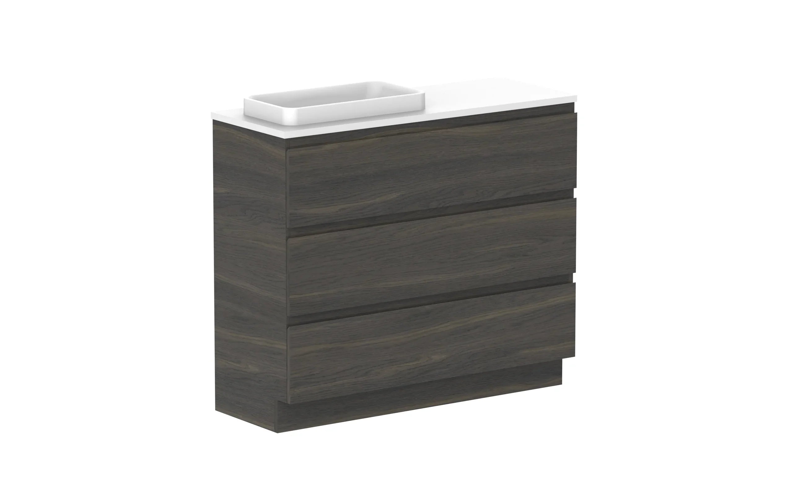 ADP Glacier Ensuite All Drawer Freestanding Vanity - 1050mm / Benchtop / Left Hand Bowl