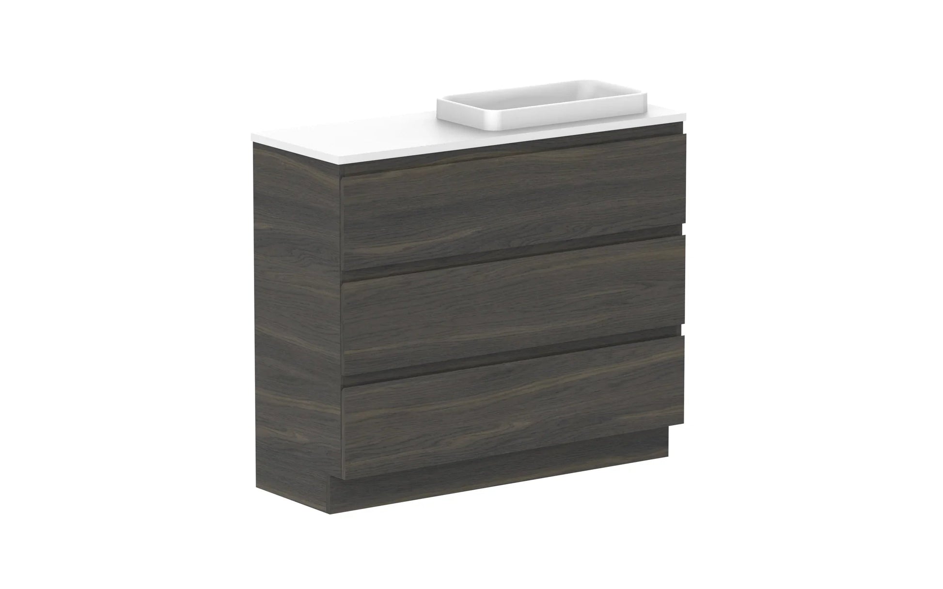 ADP Glacier Ensuite All Drawer Freestanding Vanity - 1050mm / Benchtop / Right Hand Bowl