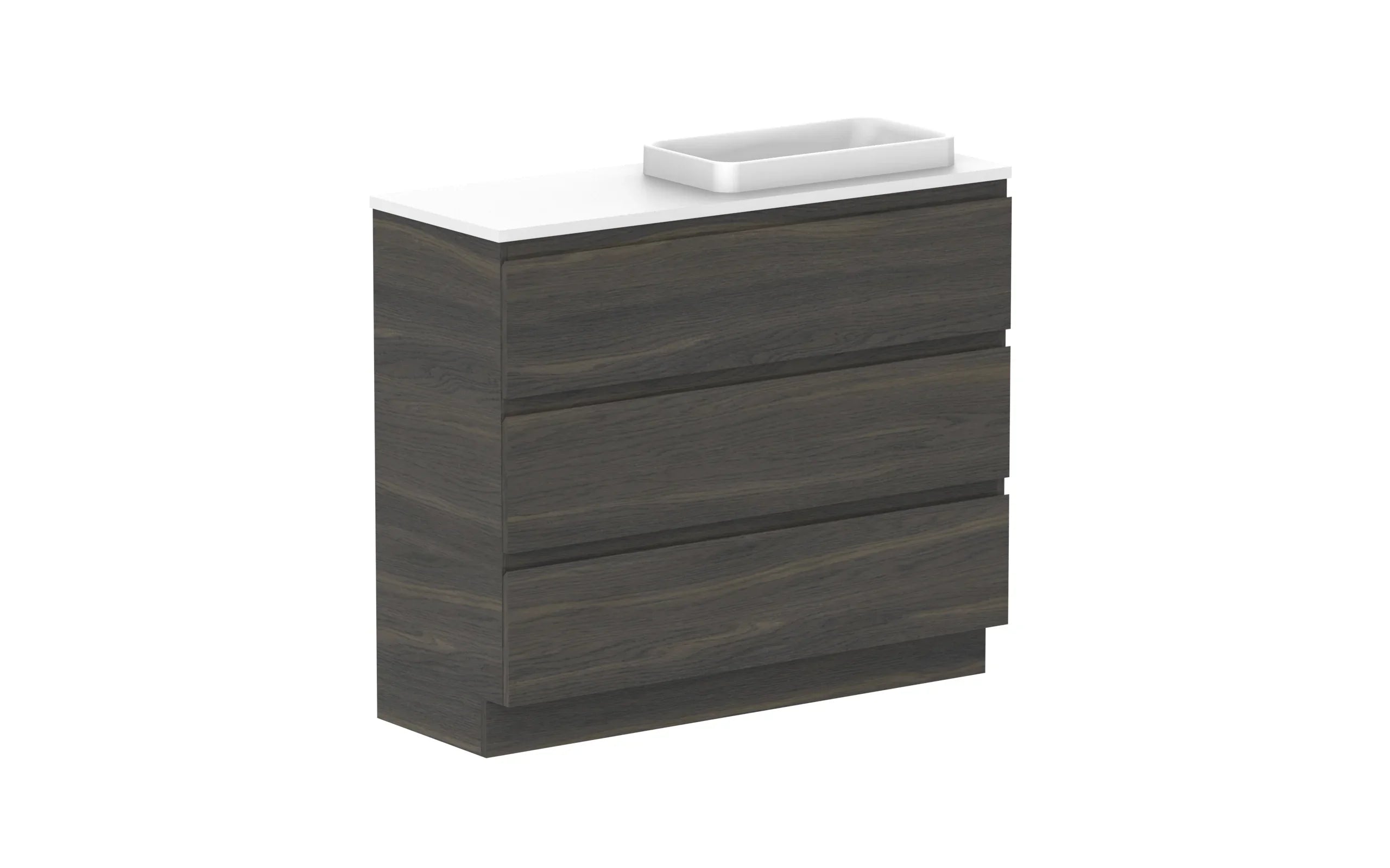 ADP Glacier Ensuite All Drawer Freestanding Vanity - 1050mm / Benchtop / Right Hand Bowl