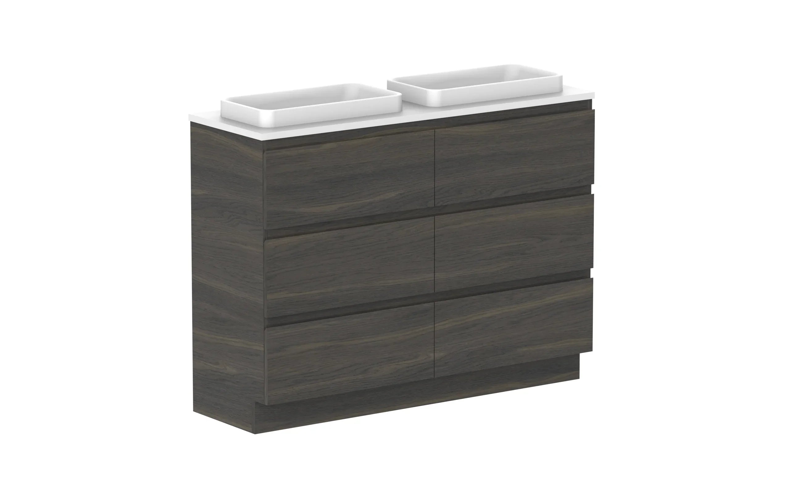 ADP Glacier Ensuite All Drawer Freestanding Vanity - 1200mm / Benchtop / Double Bowl