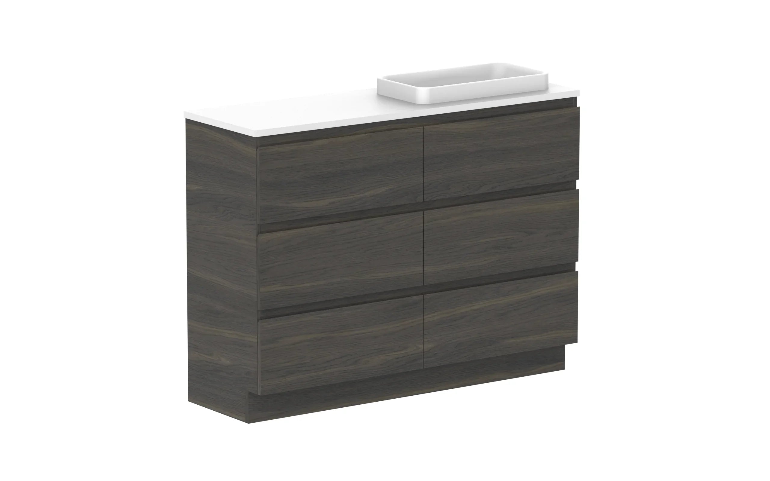 ADP Glacier Ensuite All Drawer Freestanding Vanity - 1200mm / Benchtop / Right Hand Bowl