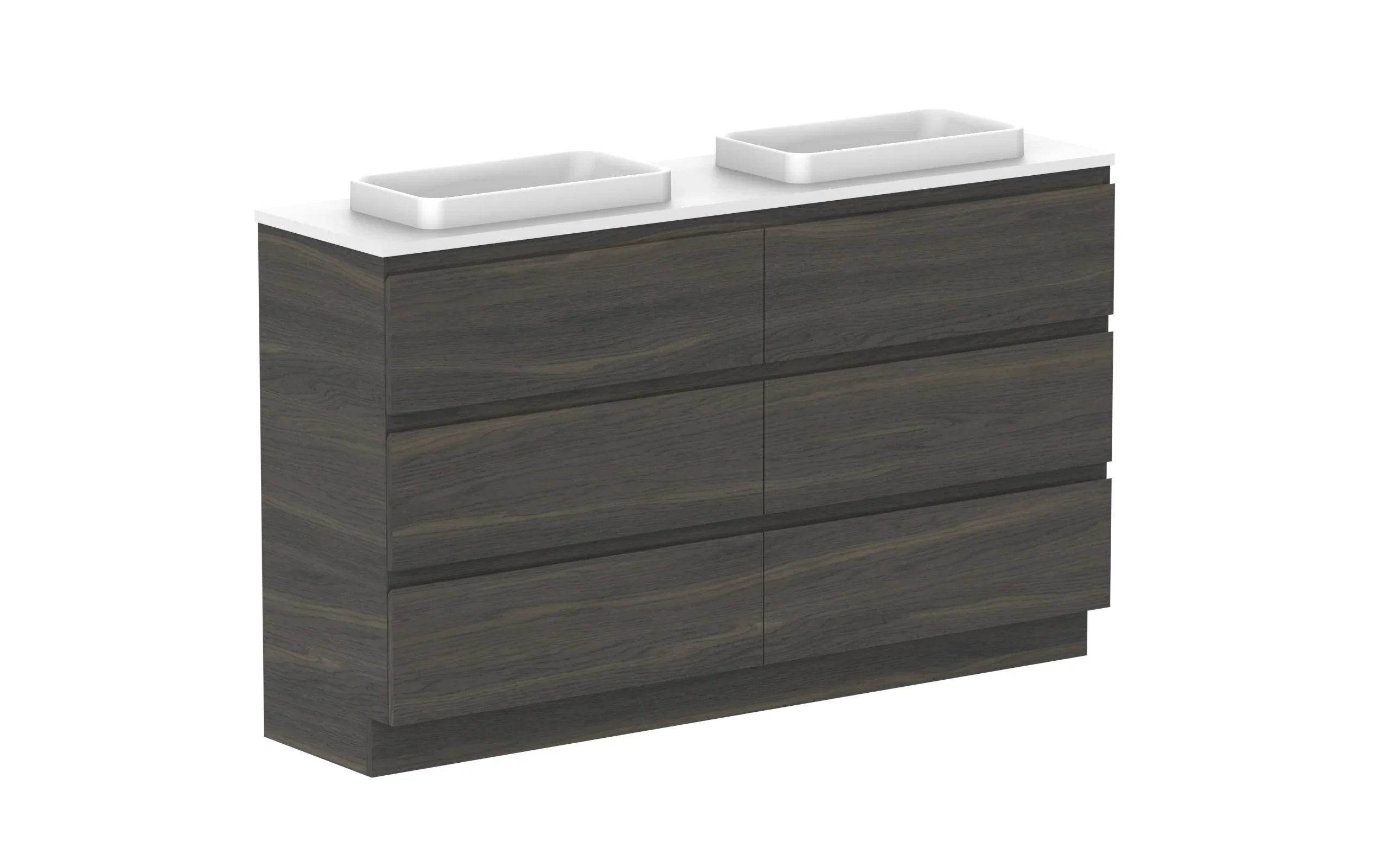 ADP Glacier Ensuite All Drawer Freestanding Vanity - 1500mm / Benchtop / Double Bowl