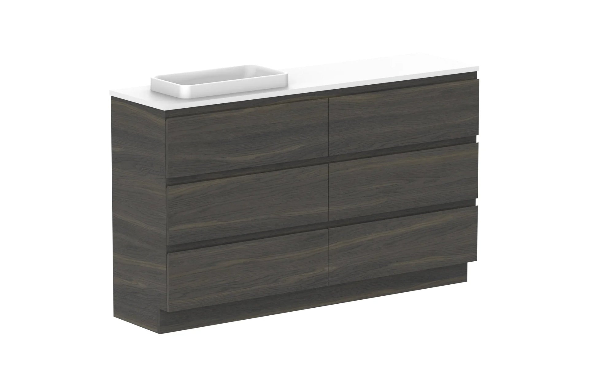ADP Glacier Ensuite All Drawer Freestanding Vanity - 1500mm / Benchtop / Left Hand Bowl