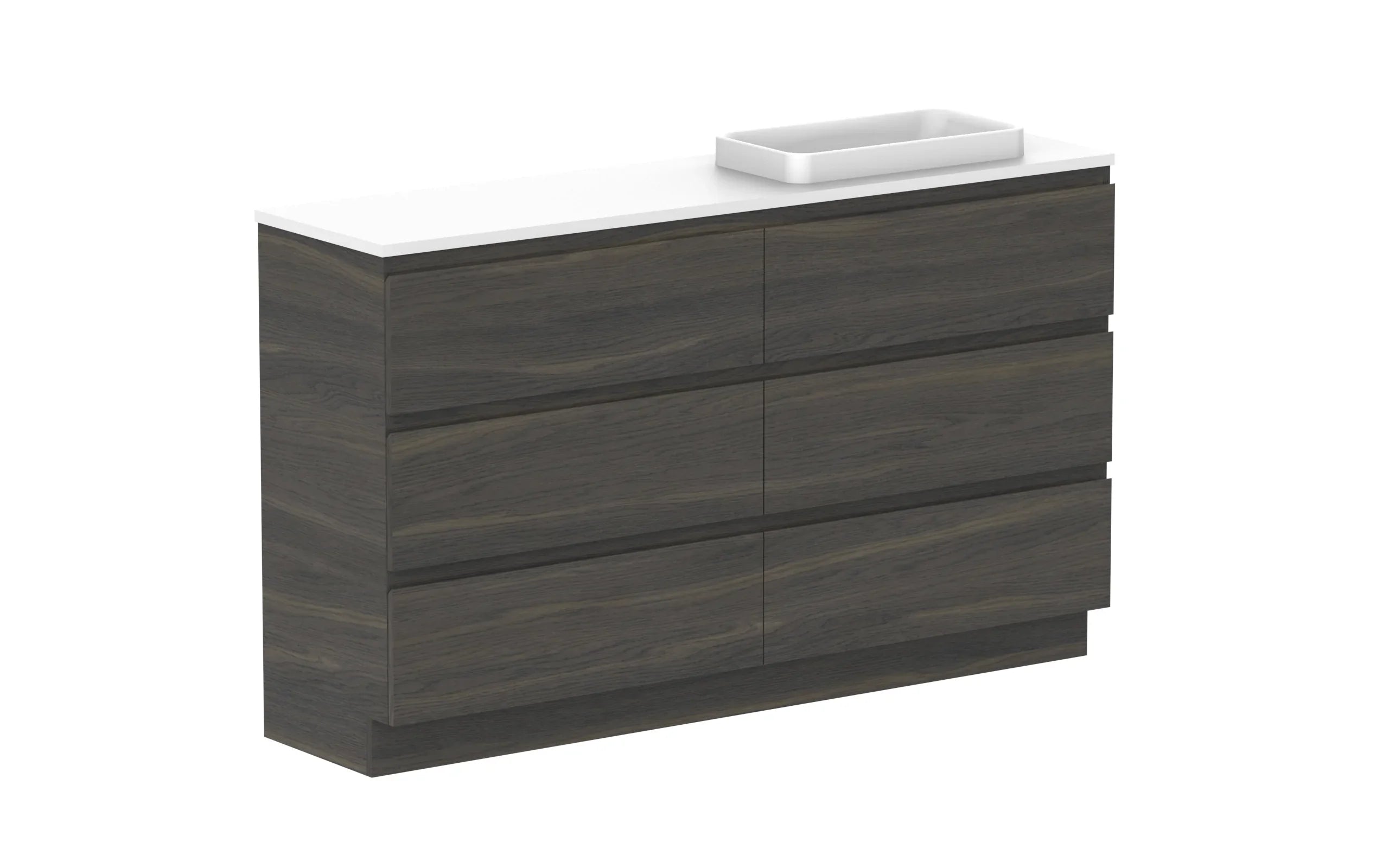 ADP Glacier Ensuite All Drawer Freestanding Vanity - 1500mm / Benchtop / Right Hand Bowl