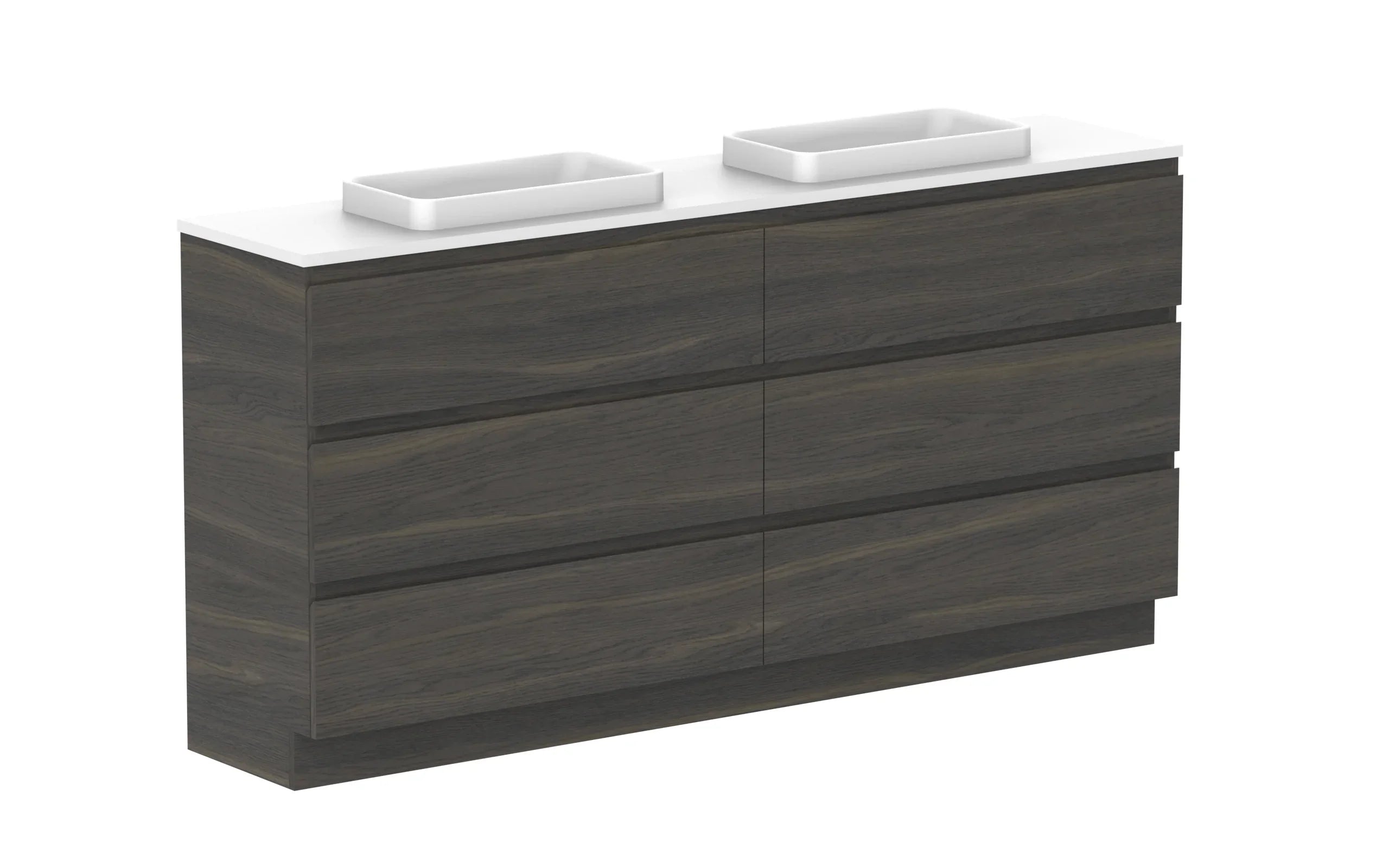 ADP Glacier Ensuite All Drawer Freestanding Vanity - 1800mm / Benchtop / Double Bowl