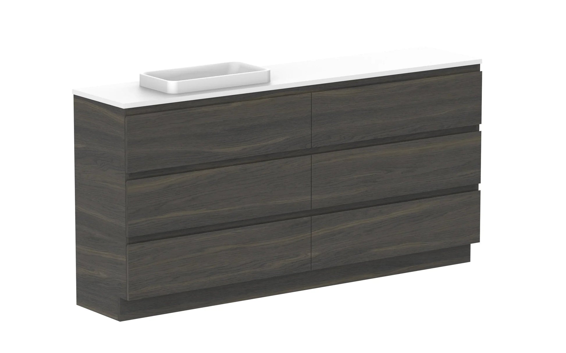 ADP Glacier Ensuite All Drawer Freestanding Vanity - 1800mm / Benchtop / Left Hand Bowl