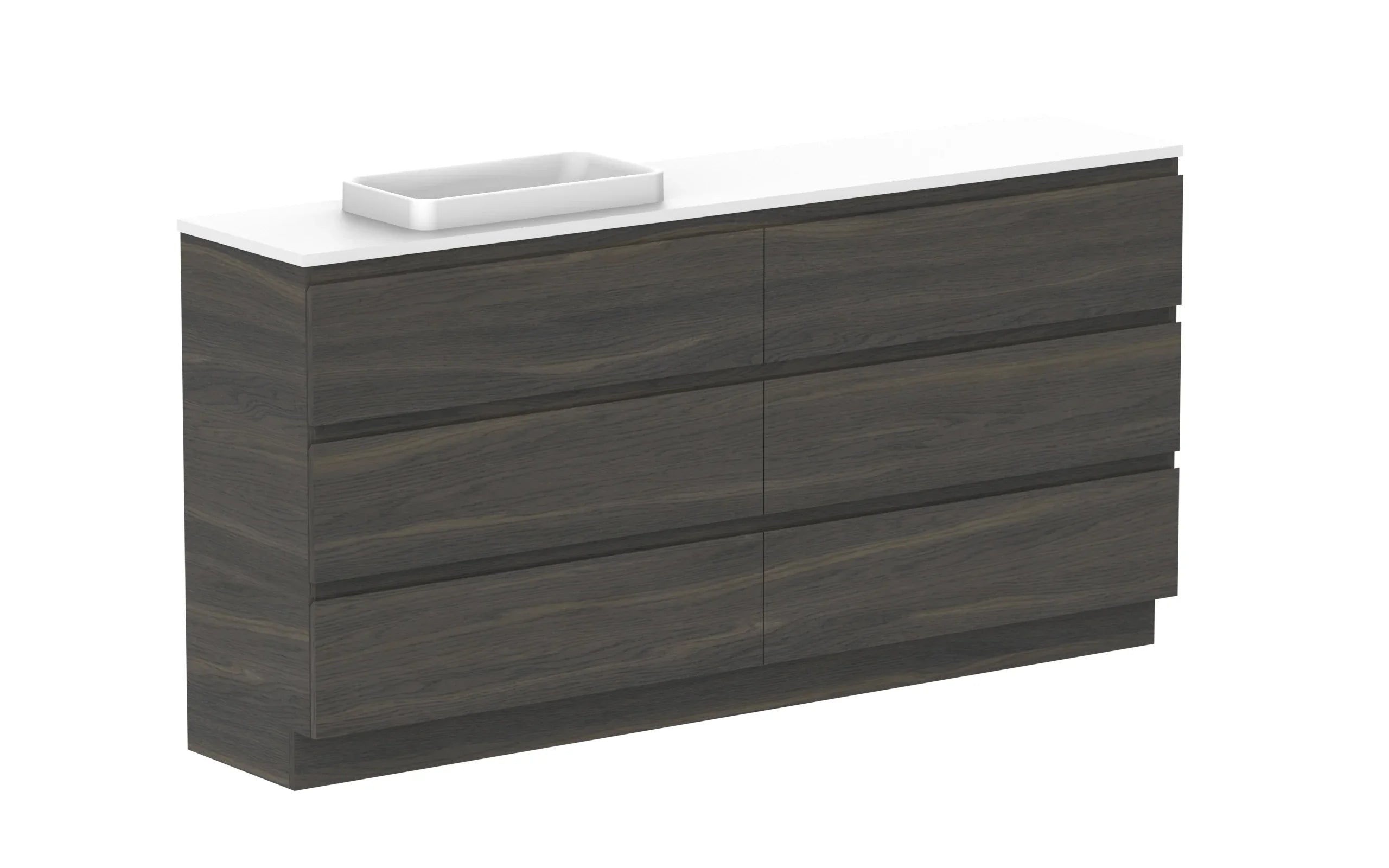 ADP Glacier Ensuite All Drawer Freestanding Vanity - 1800mm / Benchtop / Left Hand Bowl