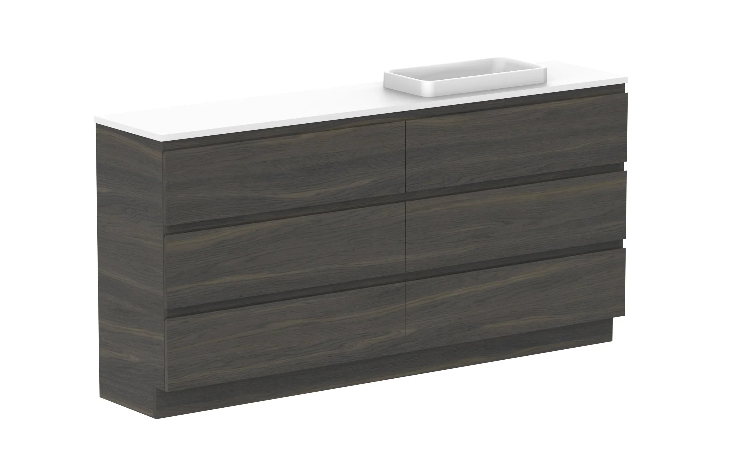 ADP Glacier Ensuite All Drawer Freestanding Vanity - 1800mm / Benchtop / Right Hand Bowl