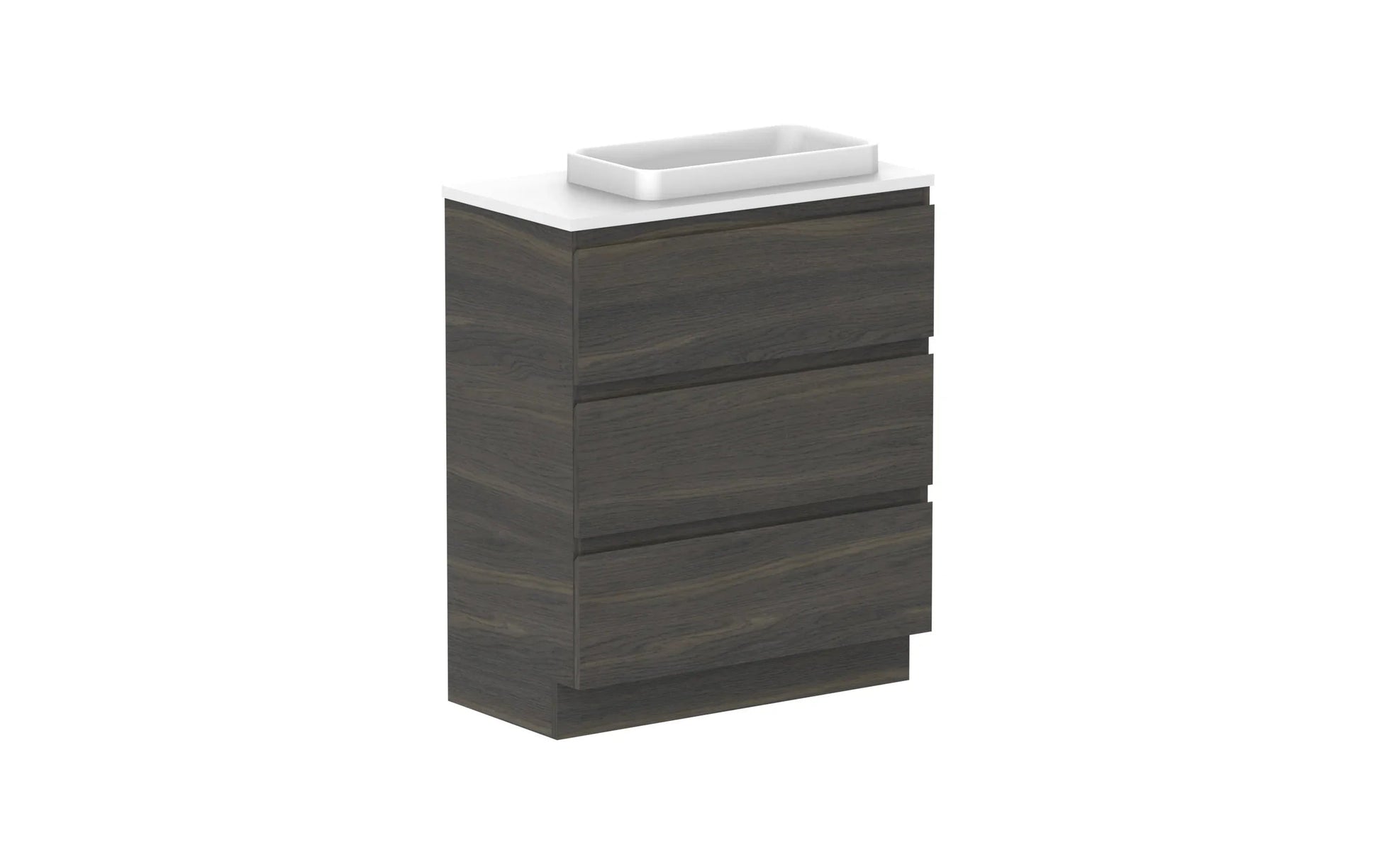 ADP Glacier Ensuite All Drawer Freestanding Vanity - 750mm / Benchtop / Right Hand Bowl