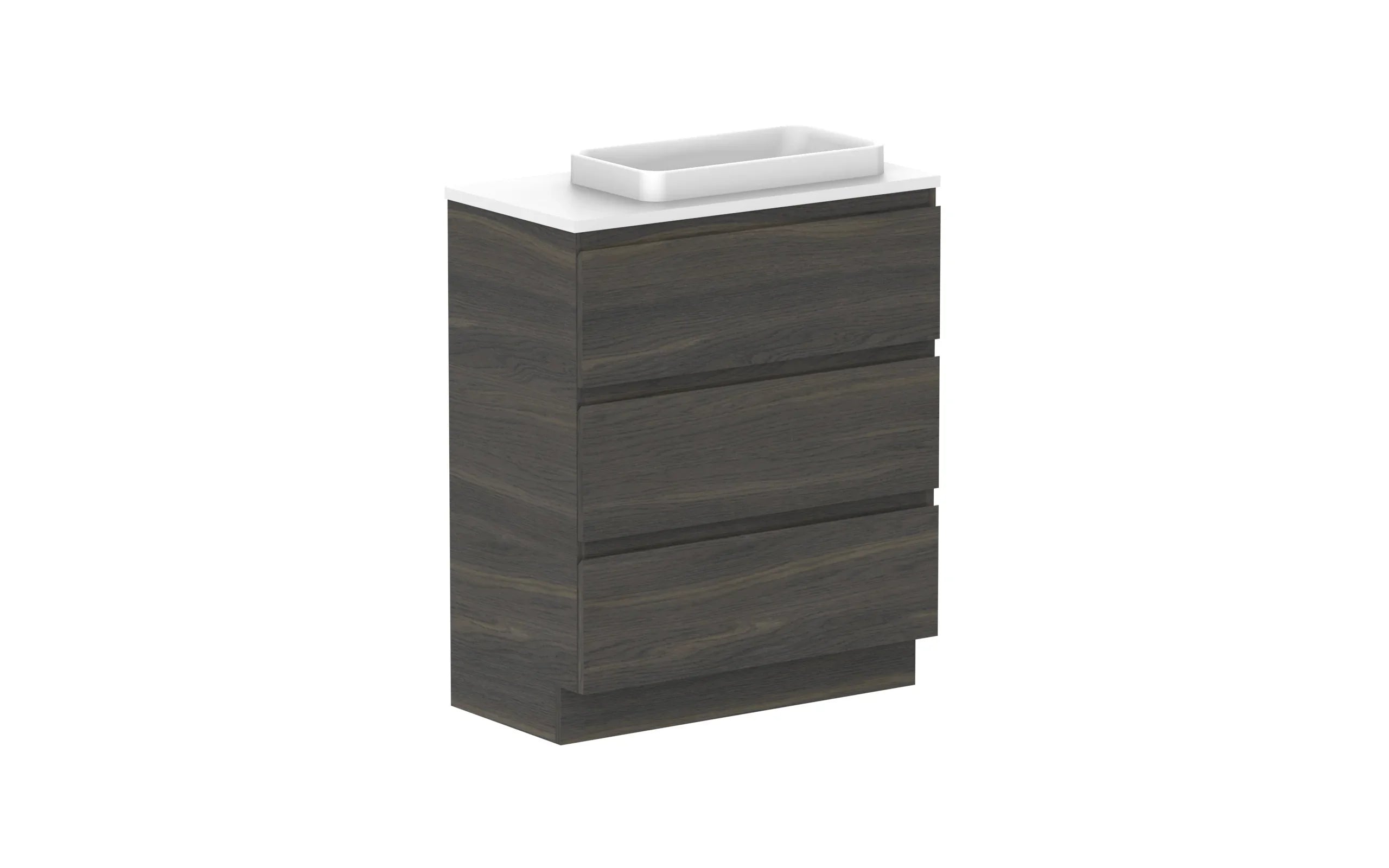 ADP Glacier Ensuite All Drawer Freestanding Vanity - 750mm / Benchtop / Right Hand Bowl