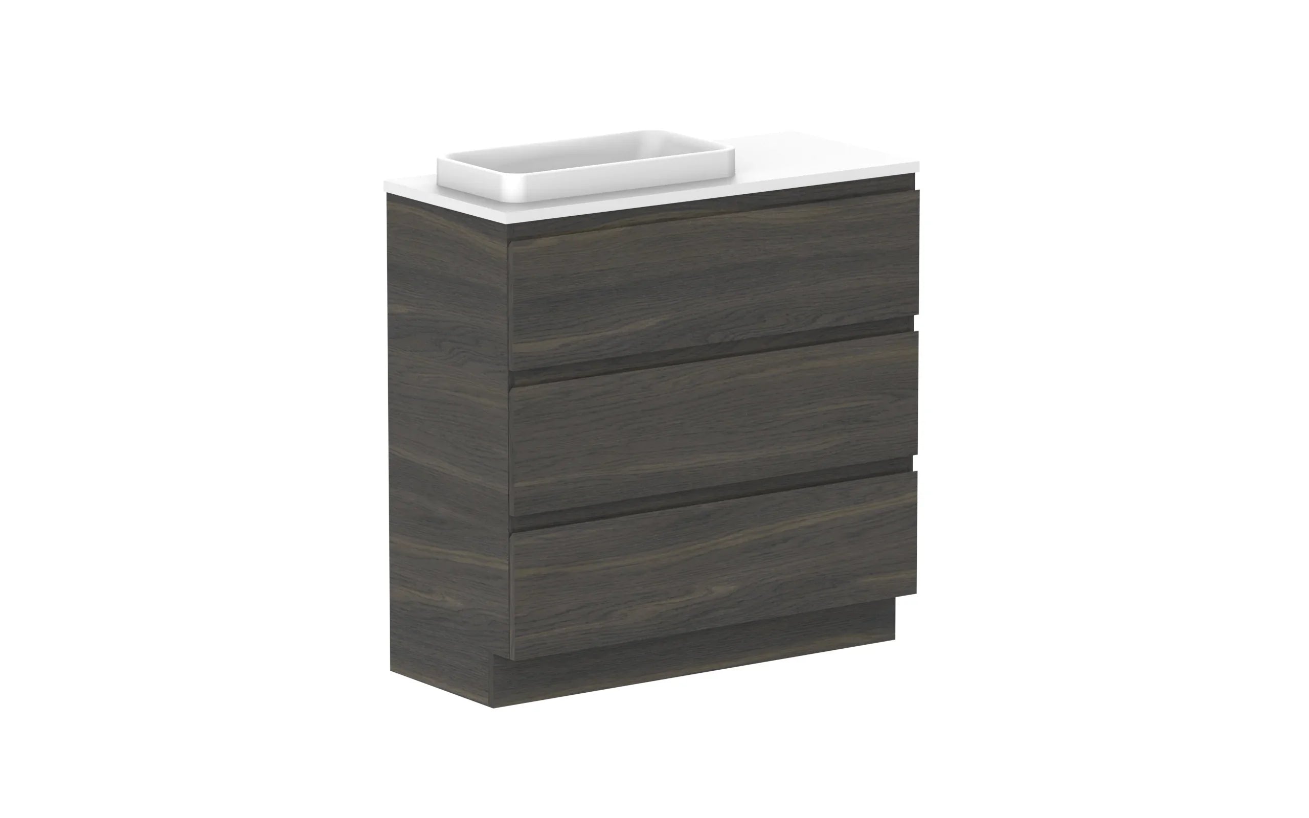 ADP Glacier Ensuite All Drawer Freestanding Vanity - 900mm / Benchtop / Left Hand Bowl
