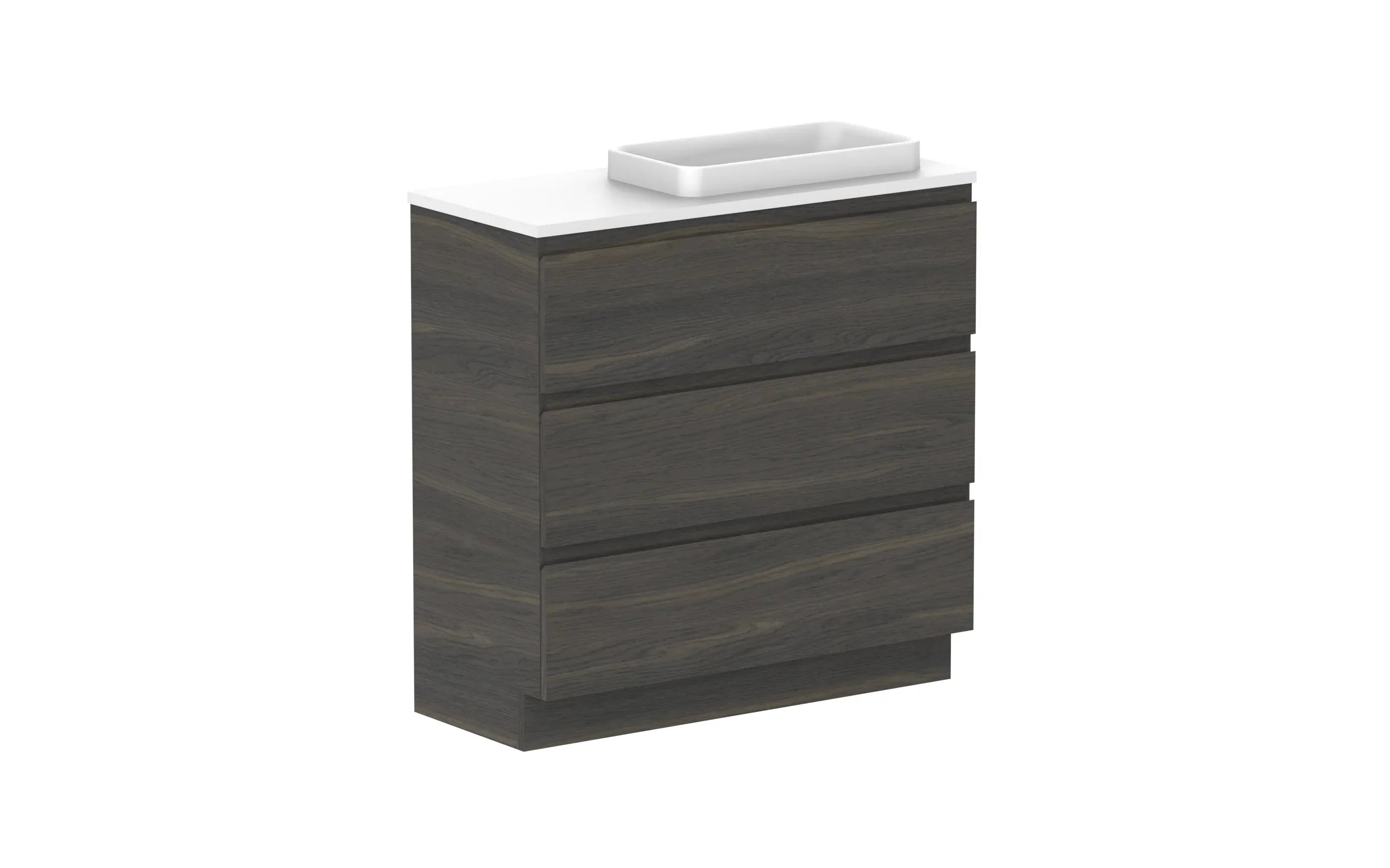 ADP Glacier Ensuite All Drawer Freestanding Vanity - 900mm / Benchtop / Right Hand Bowl
