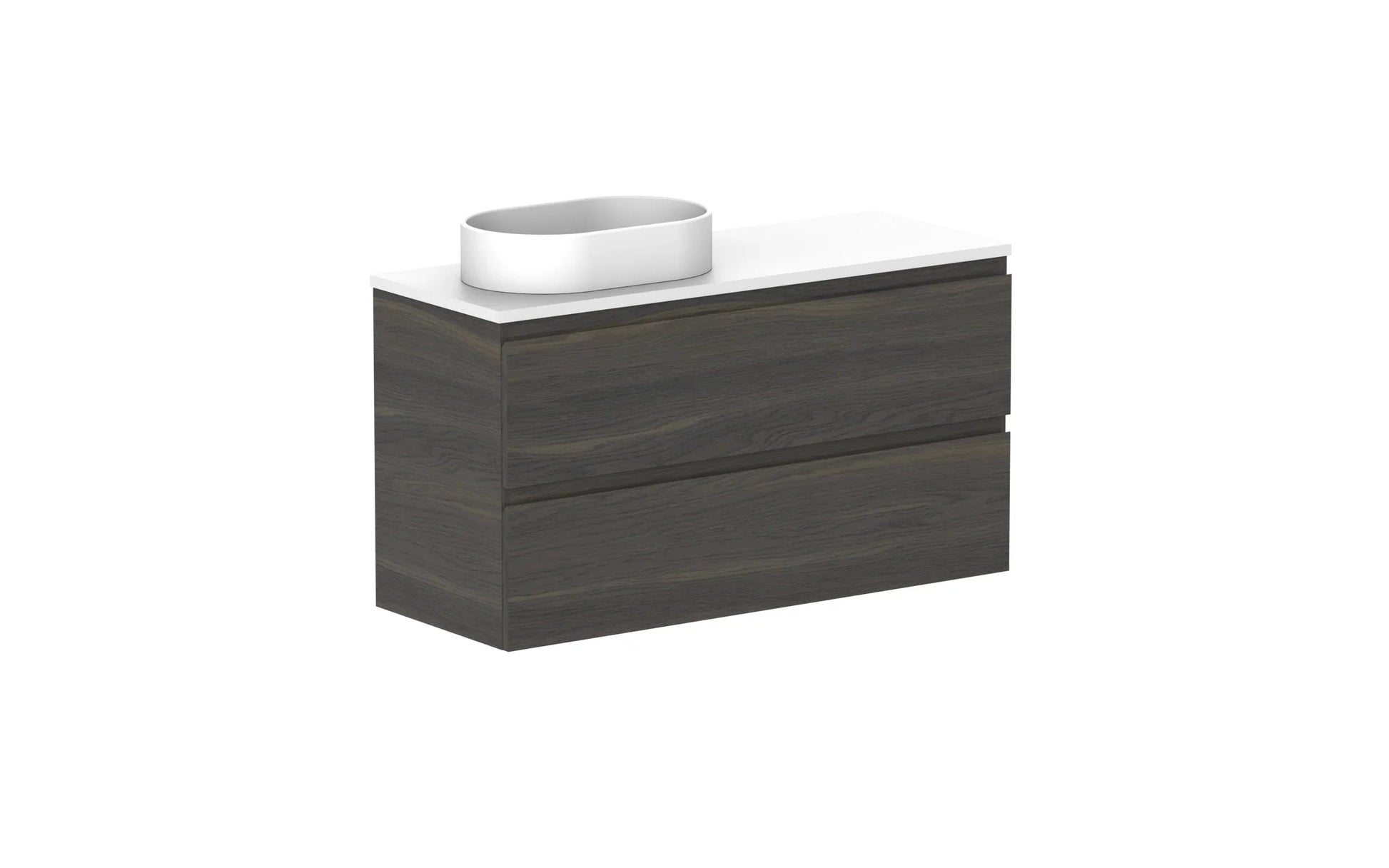 ADP Glacier Ensuite All Drawer Twin Wall Hung Vanity - 1050mm / Benchtop / Left Hand Bowl