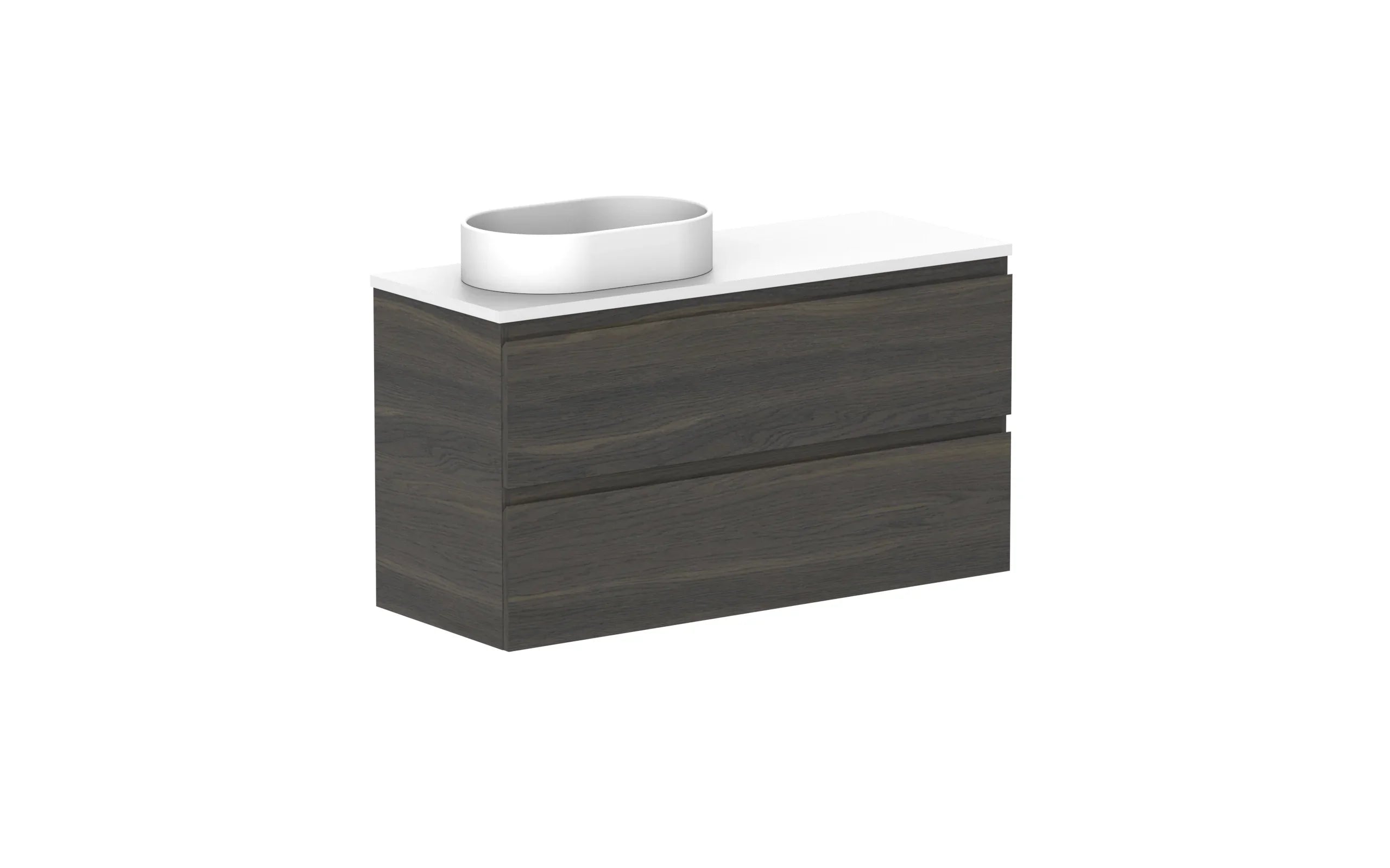 ADP Glacier Ensuite All Drawer Twin Wall Hung Vanity - 1050mm / Benchtop / Left Hand Bowl