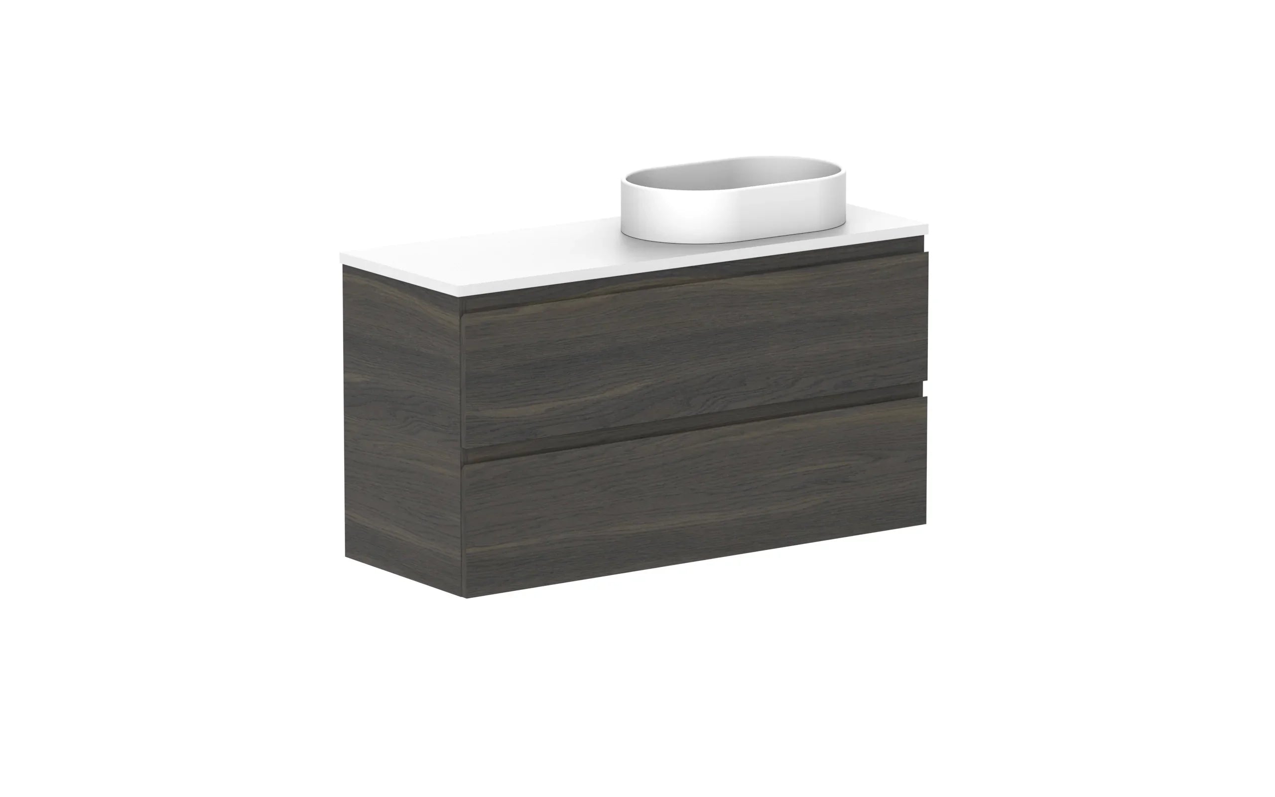 ADP Glacier Ensuite All Drawer Twin Wall Hung Vanity - 1050mm / Benchtop / Right Hand Bowl