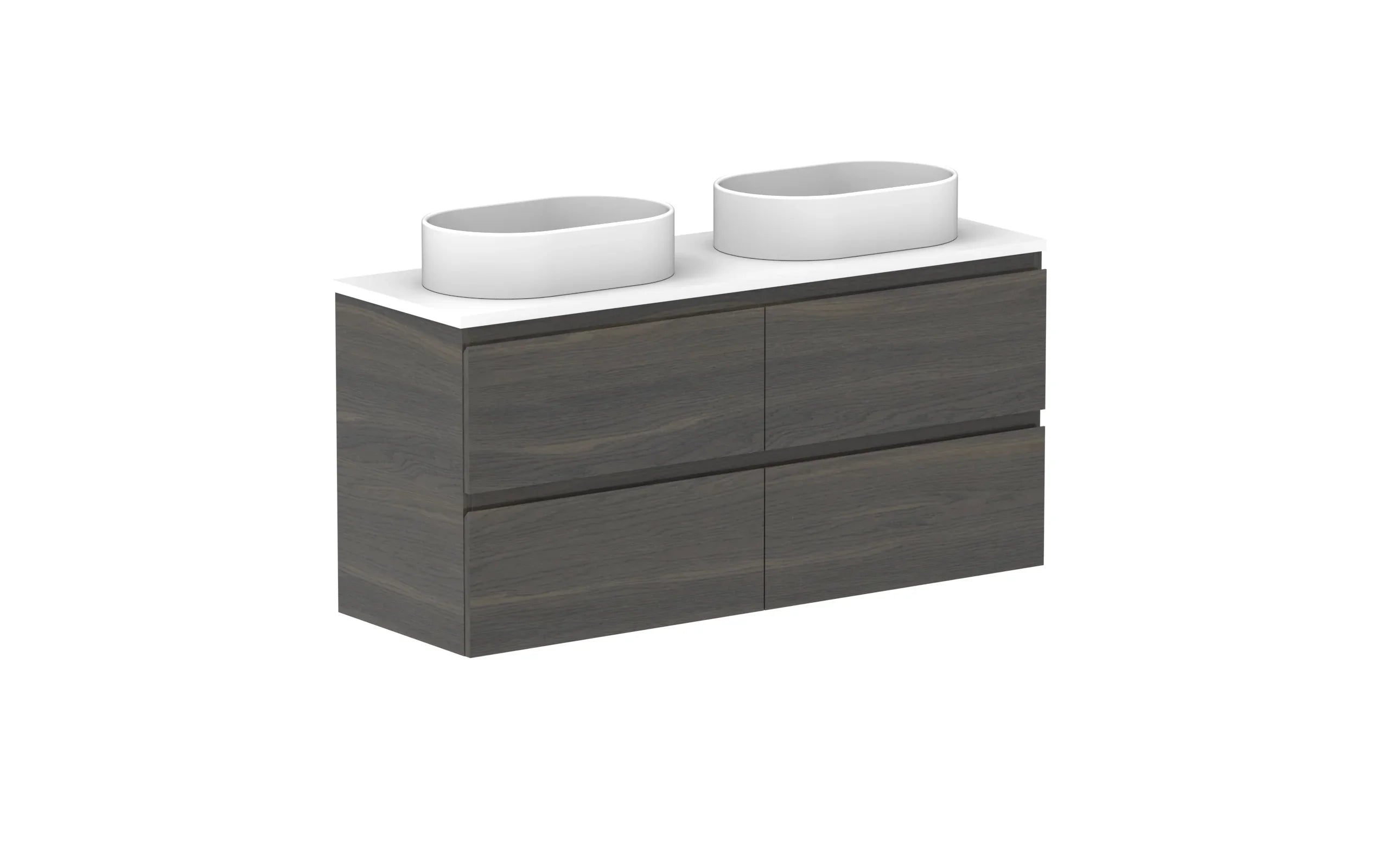 ADP Glacier Ensuite All Drawer Twin Wall Hung Vanity - 1200mm / Benchtop / Double Bowl