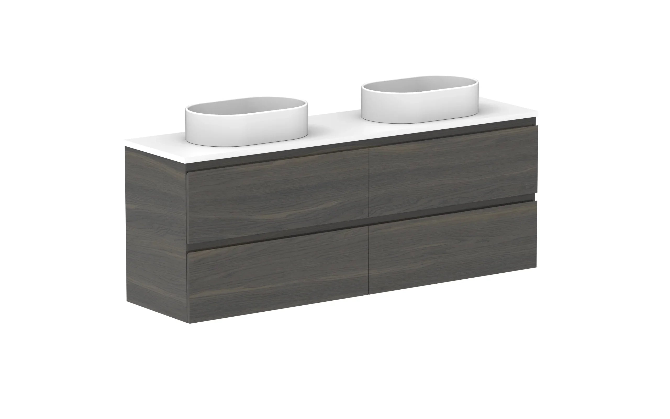 ADP Glacier Ensuite All Drawer Twin Wall Hung Vanity - 1500mm / Benchtop / Double Bowl