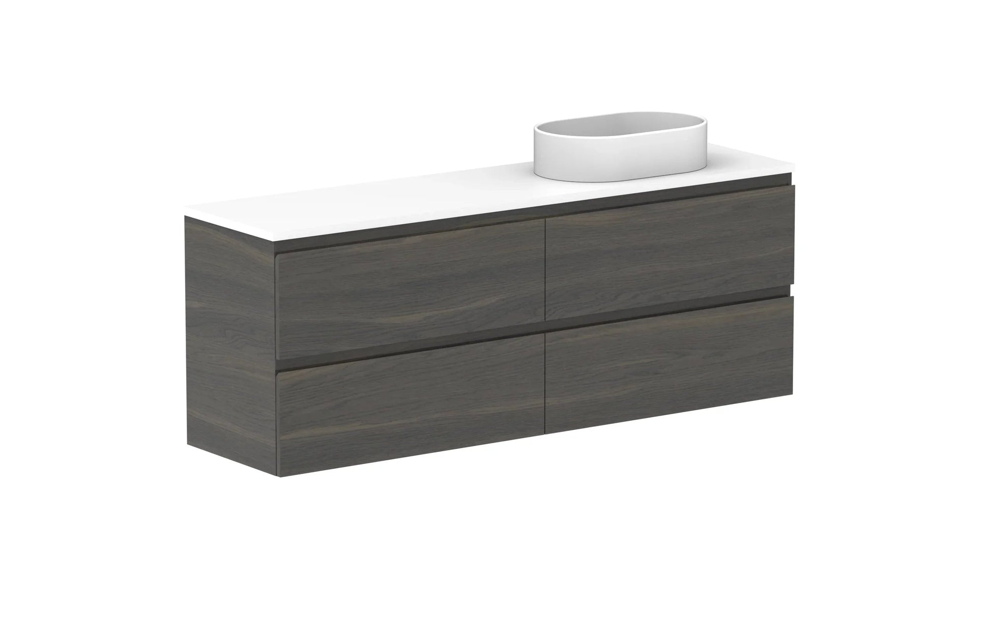 ADP Glacier Ensuite All Drawer Twin Wall Hung Vanity - 1500mm / Benchtop / Right Hand Bowl