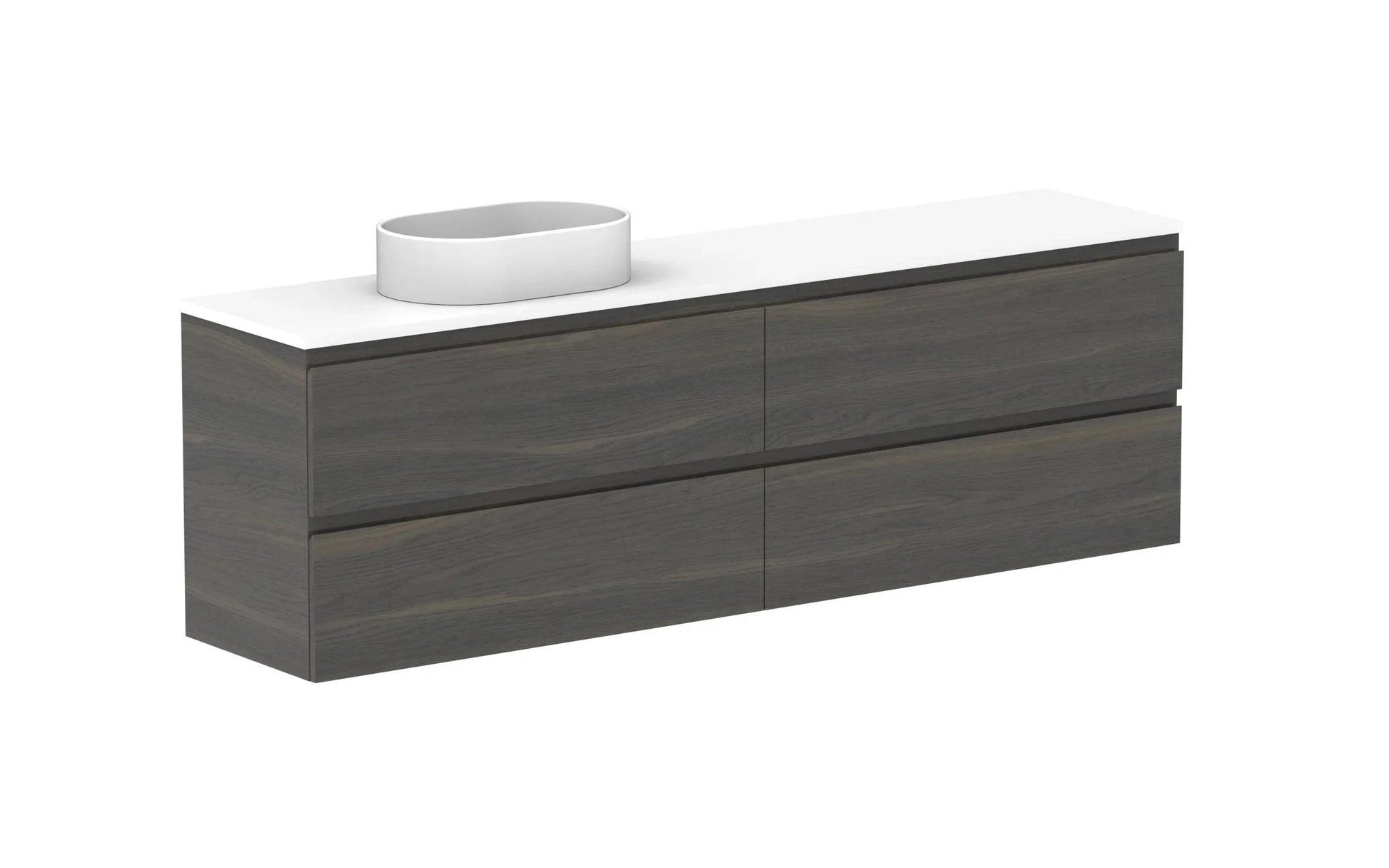 ADP Glacier Ensuite All Drawer Twin Wall Hung Vanity - 1800mm / Benchtop / Left Hand Bowl