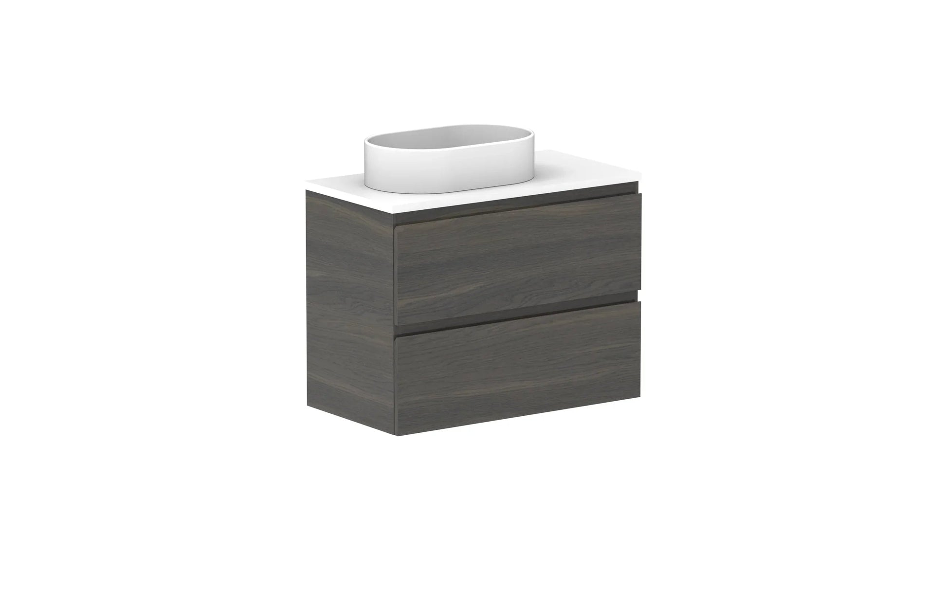 ADP Glacier Ensuite All Drawer Twin Wall Hung Vanity - 750mm / Benchtop / Left Hand Bowl