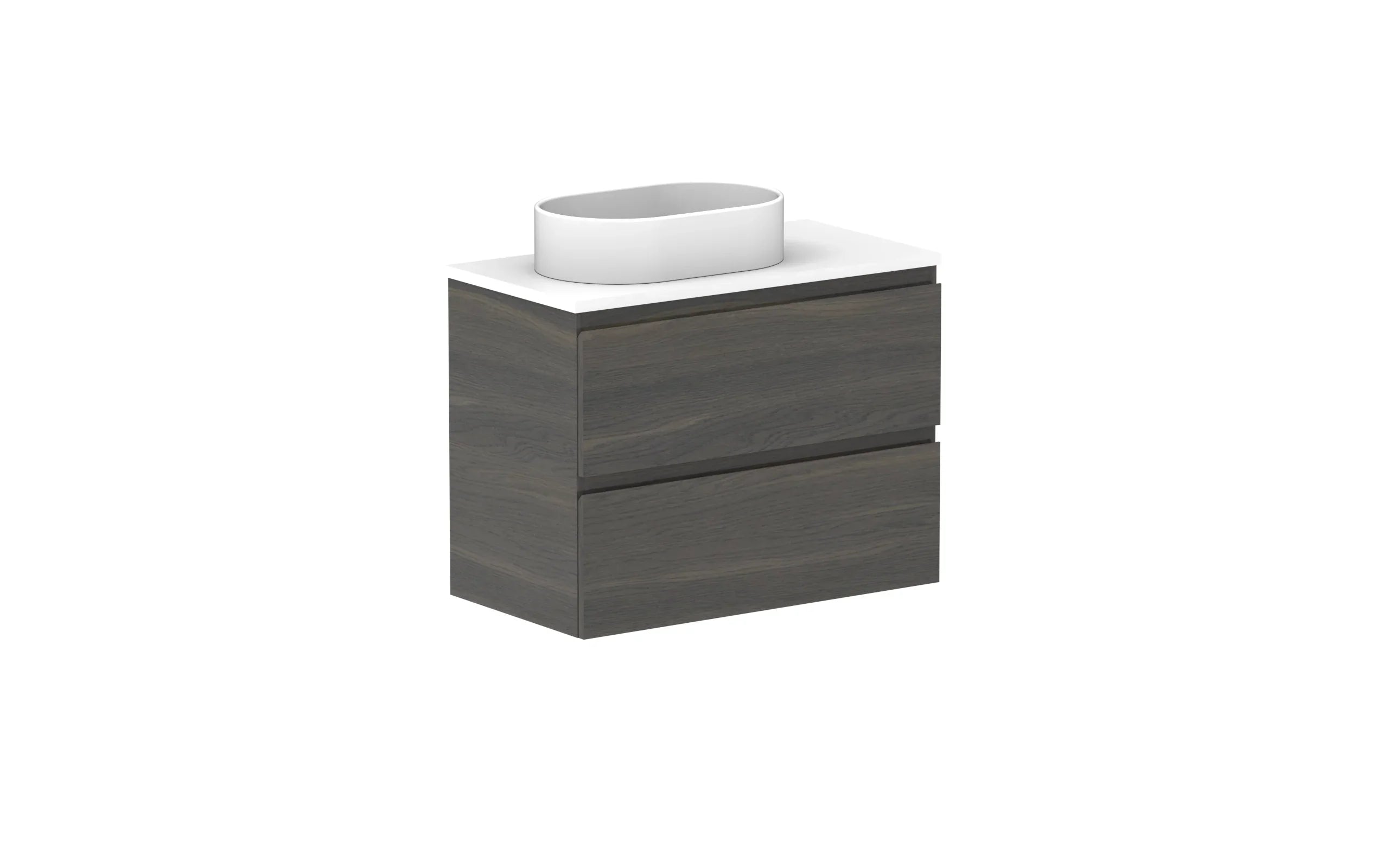ADP Glacier Ensuite All Drawer Twin Wall Hung Vanity - 750mm / Benchtop / Left Hand Bowl