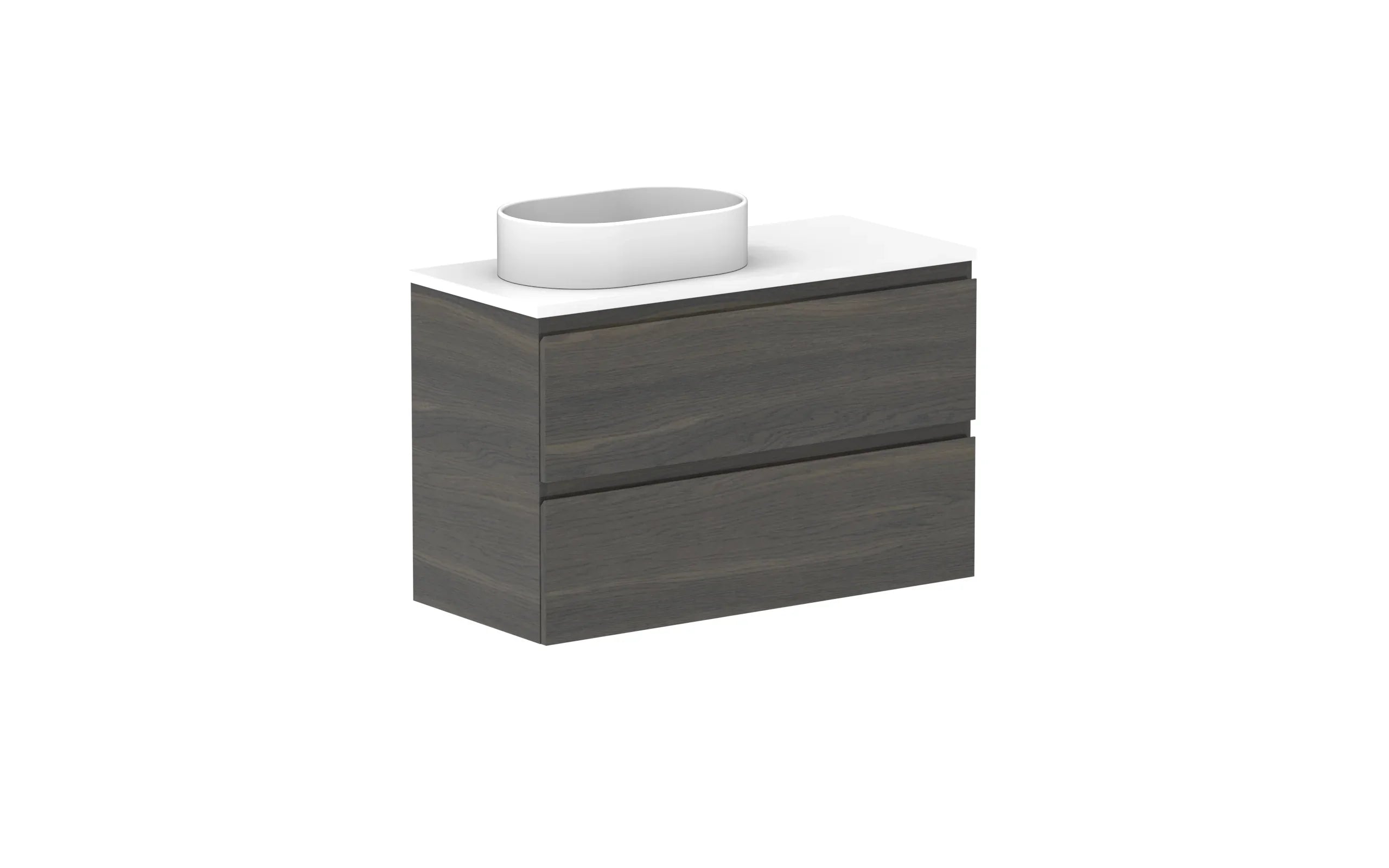 ADP Glacier Ensuite All Drawer Twin Wall Hung Vanity - 900mm / Benchtop / Left Hand Bowl