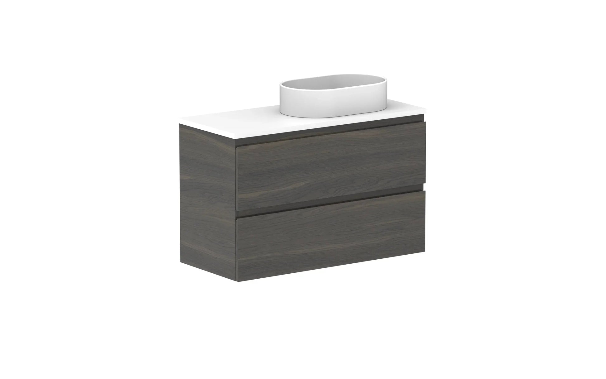 ADP Glacier Ensuite All Drawer Twin Wall Hung Vanity - 900mm / Benchtop / Right Hand Bowl